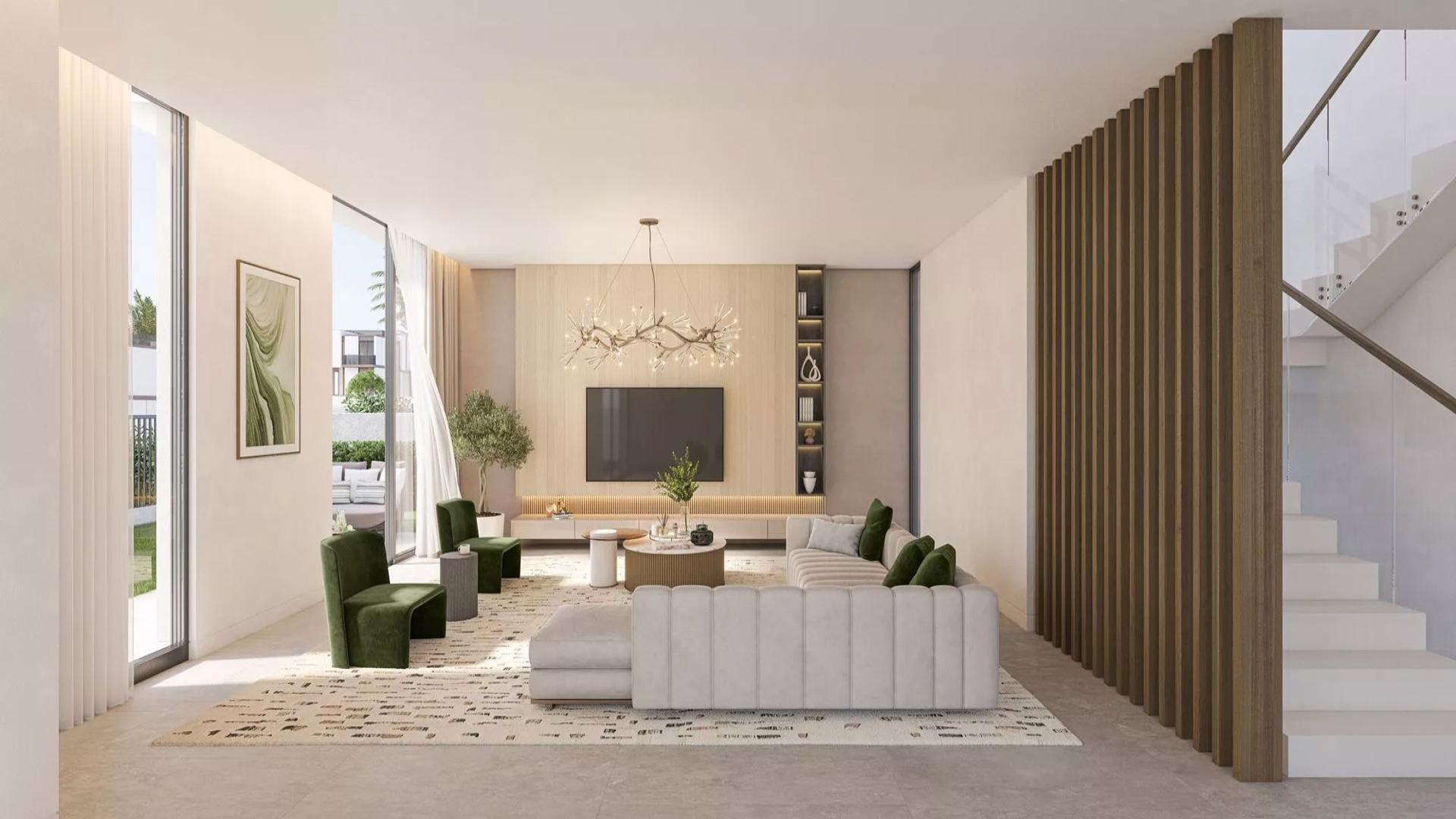 Modern 3-bed townhouse exterior in Haven by Aldar, Dubai Land, for sale