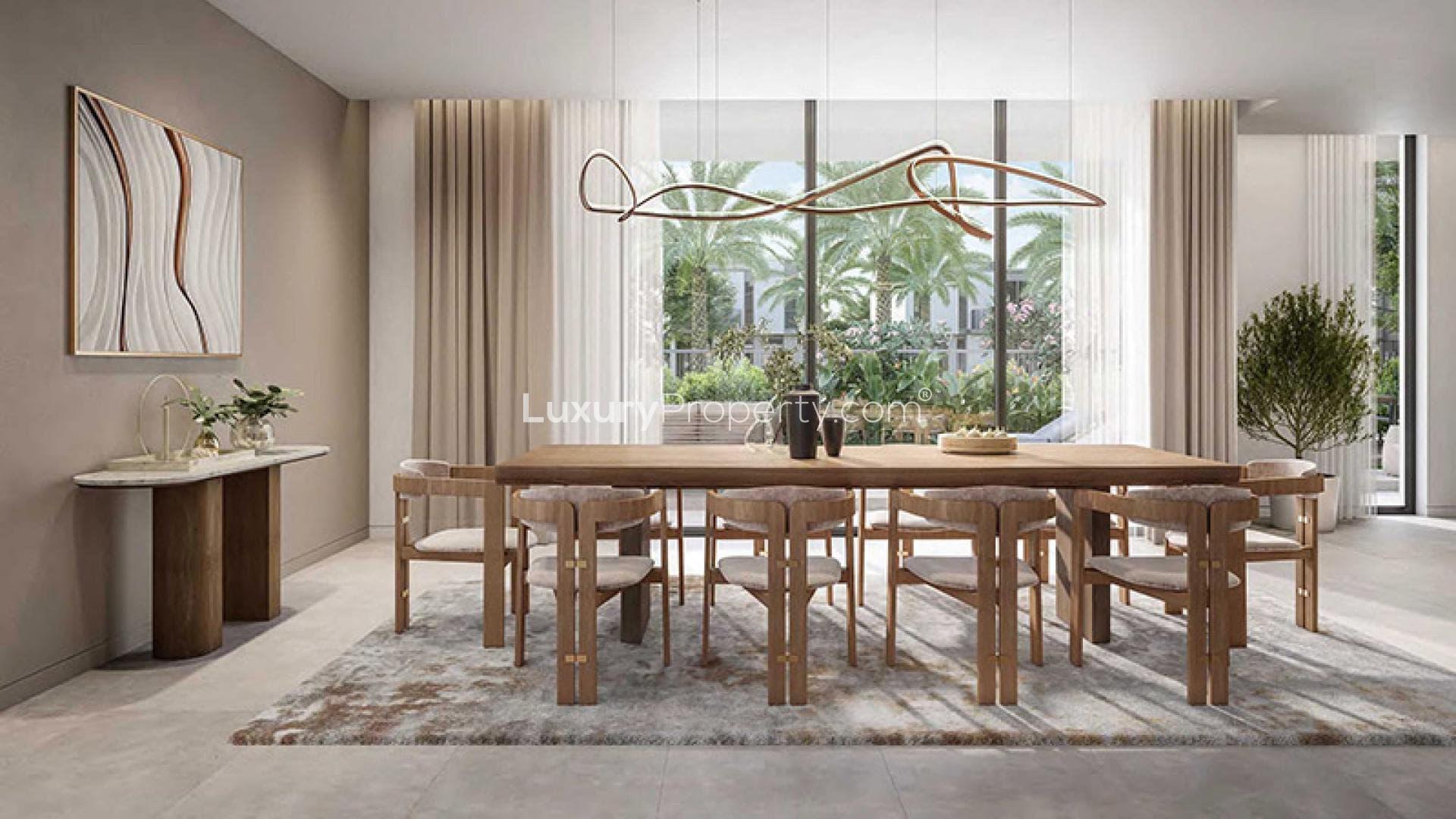 Modern single row townhouse with carport at Haven by Aldar, Dubai Land