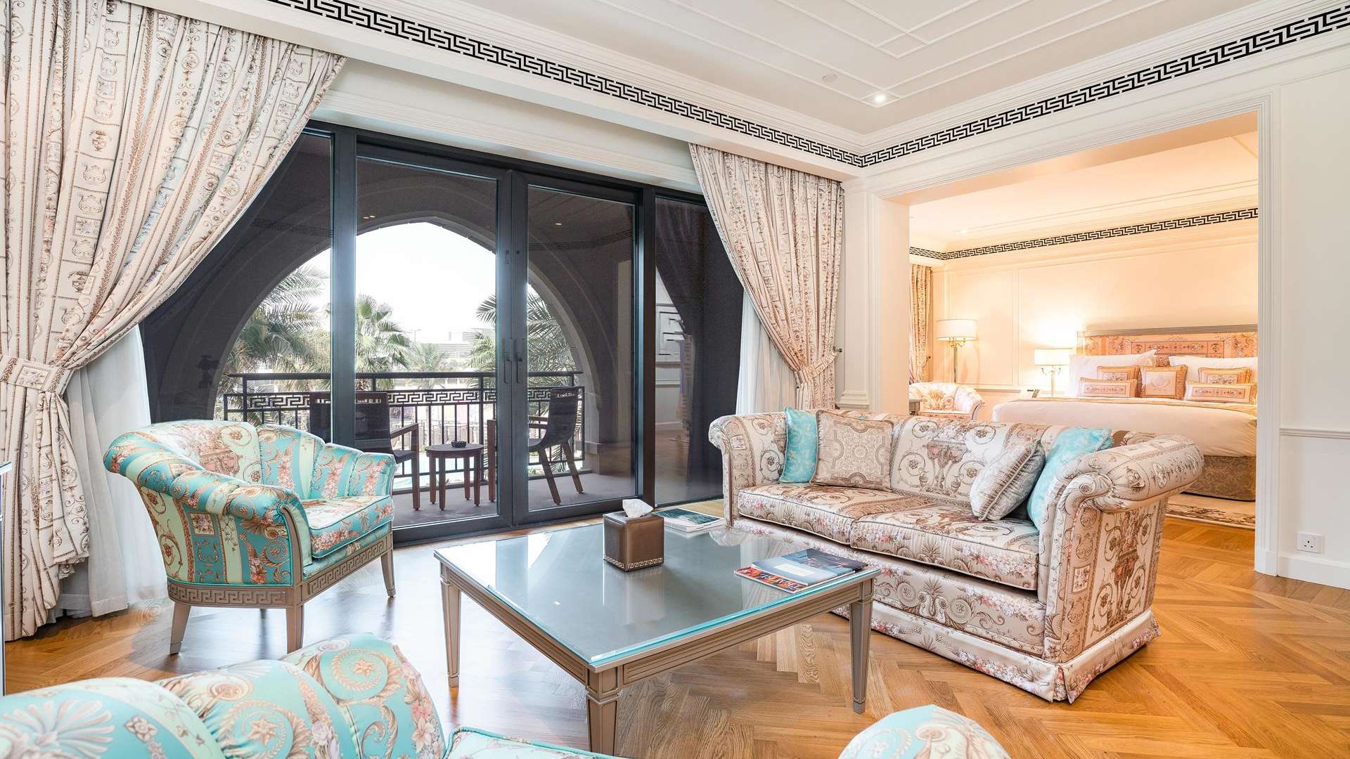 Luxurious living room in four-bed villa at Palazzo Versace, Culture Village, for sale
