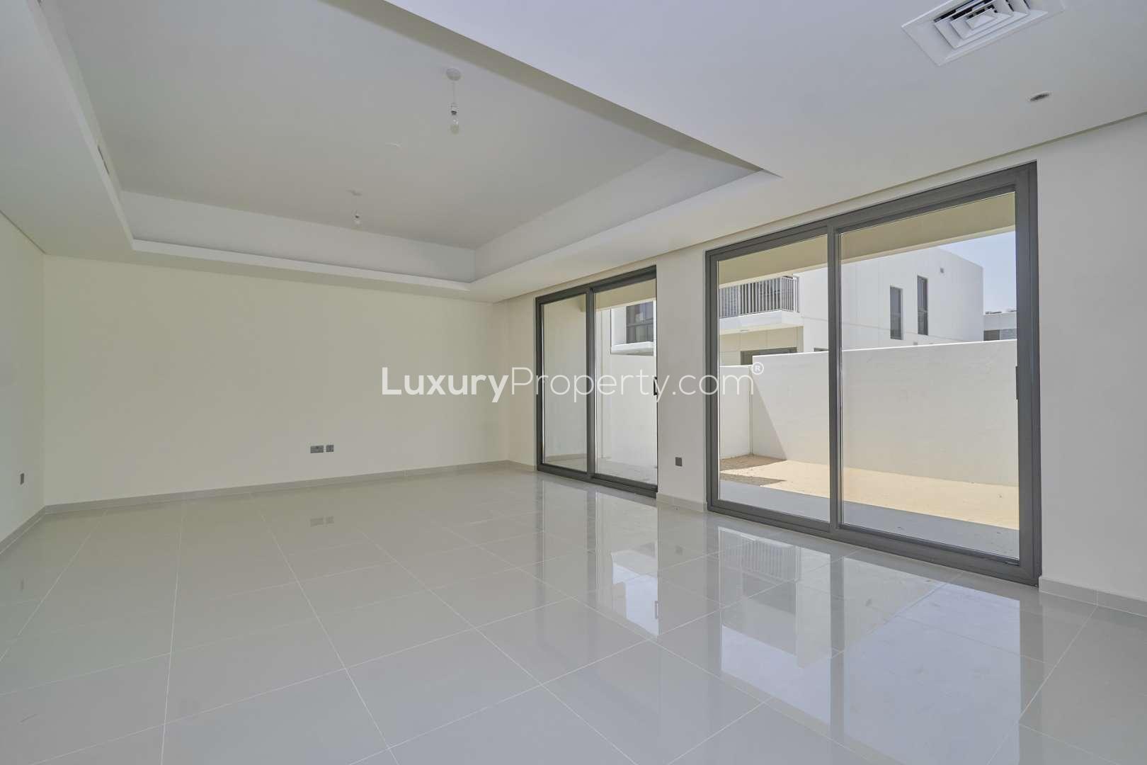 4-bedroom townhouse exterior in Primrose, Akoya by DAMAC Hills 2 for sale