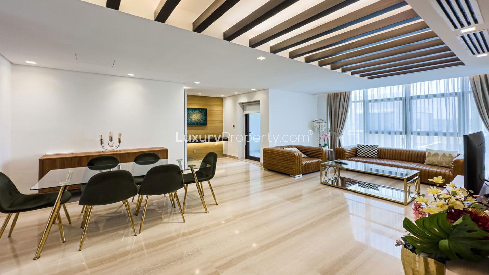 Upgraded 4-bedroom villa exterior in Trevi, Damac Hills, for sale