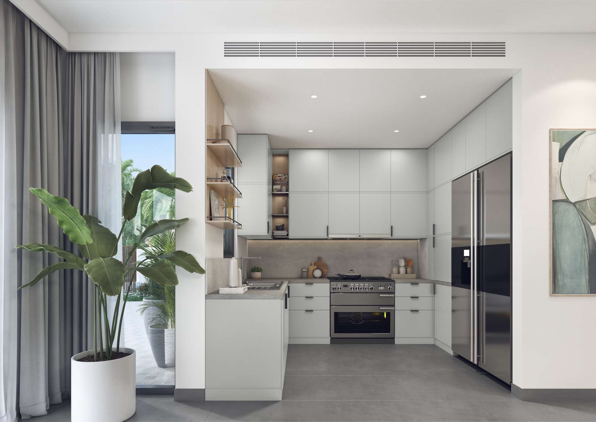 Luxury gym with pool view in Arabian Ranches III townhouse, Ruba community