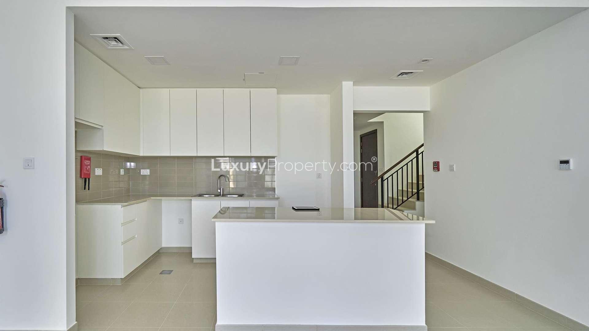 Backyard of Type 3 townhouse in Sama, Town Square, Dubai with desert view