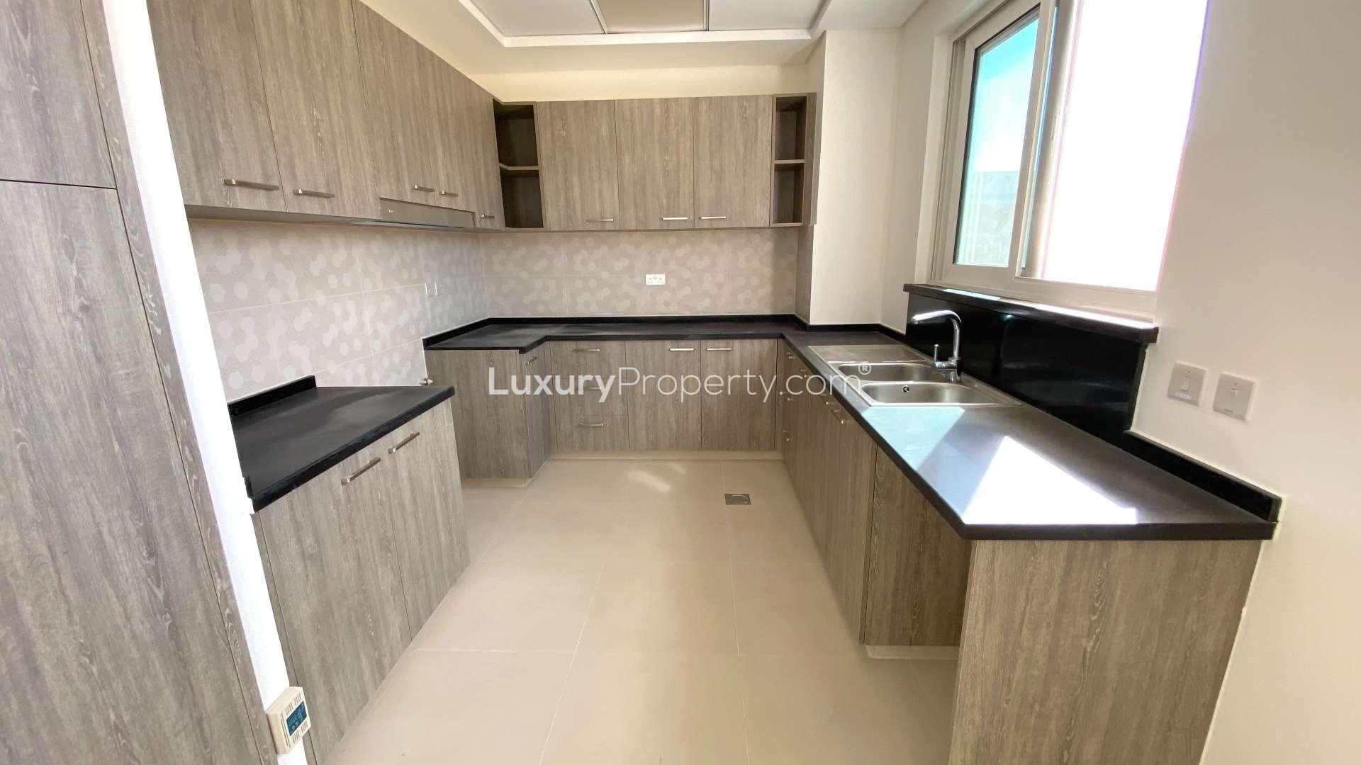 Bright, spacious living room in new 4-bedroom townhouse, Victory Heights, Dubai Sports City