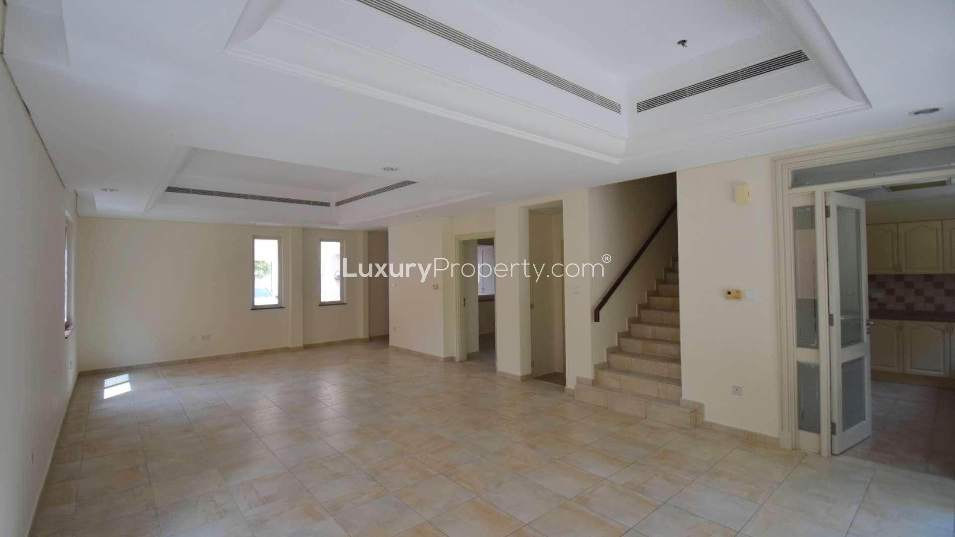 Spacious living room in 4-bedroom townhouse, Victory Heights, Dubai Sports City, for sale
