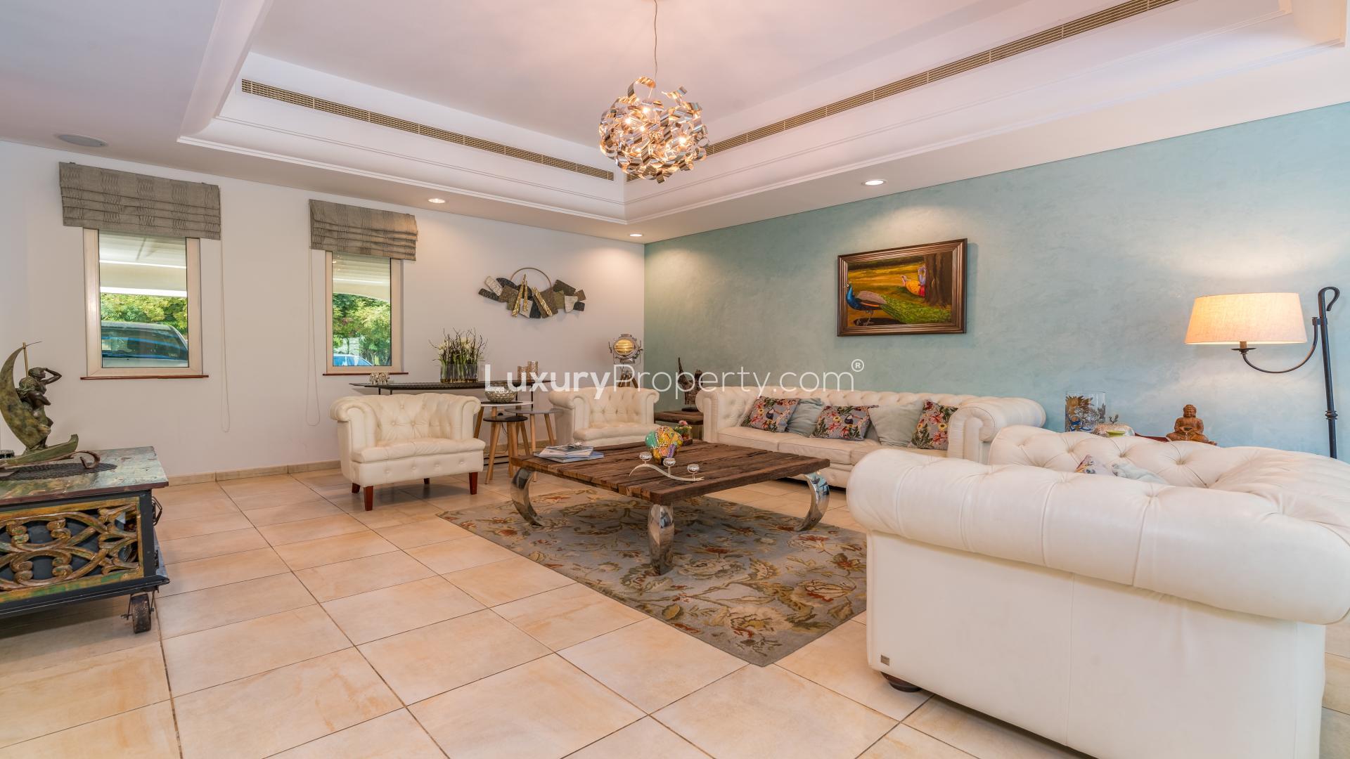 Elegant living room in upgraded townhouse, Victory Heights, Dubai Sports City