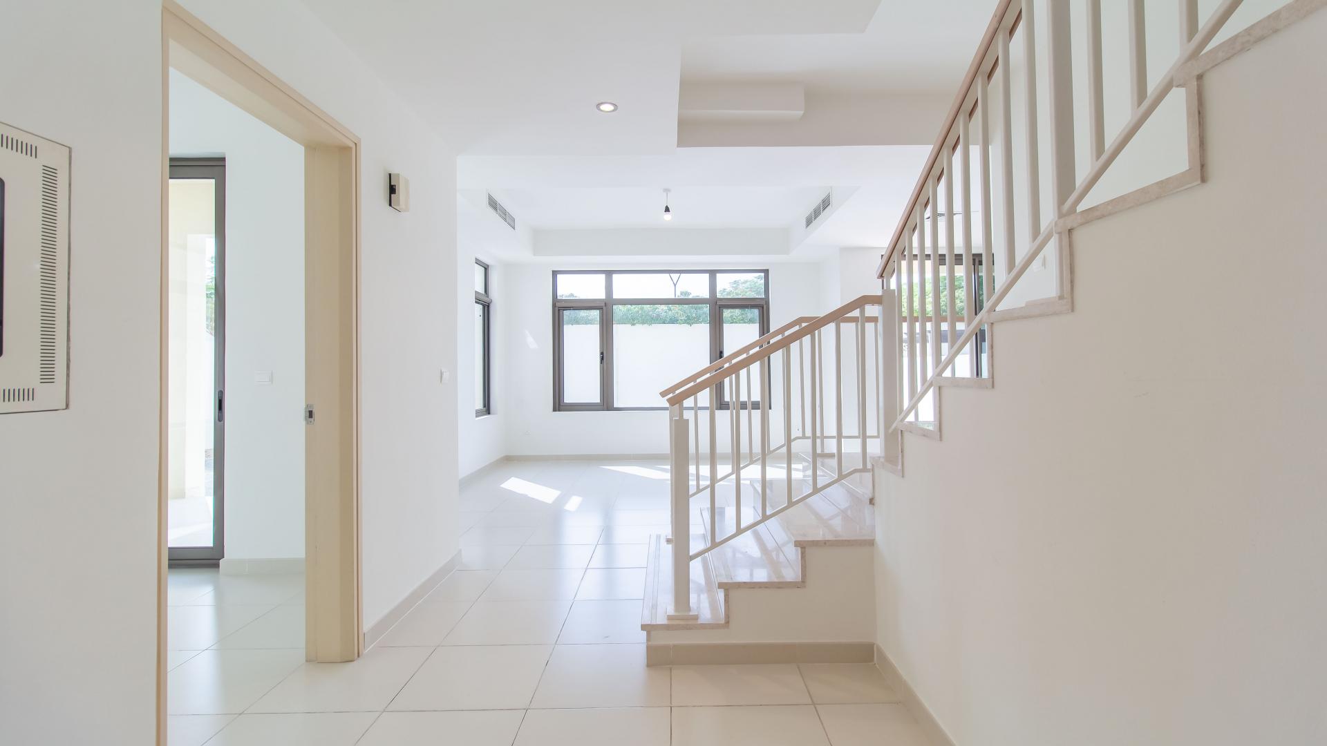 Bright living area with staircase in 3-bed townhouse, Mira Oasis, Reem community
