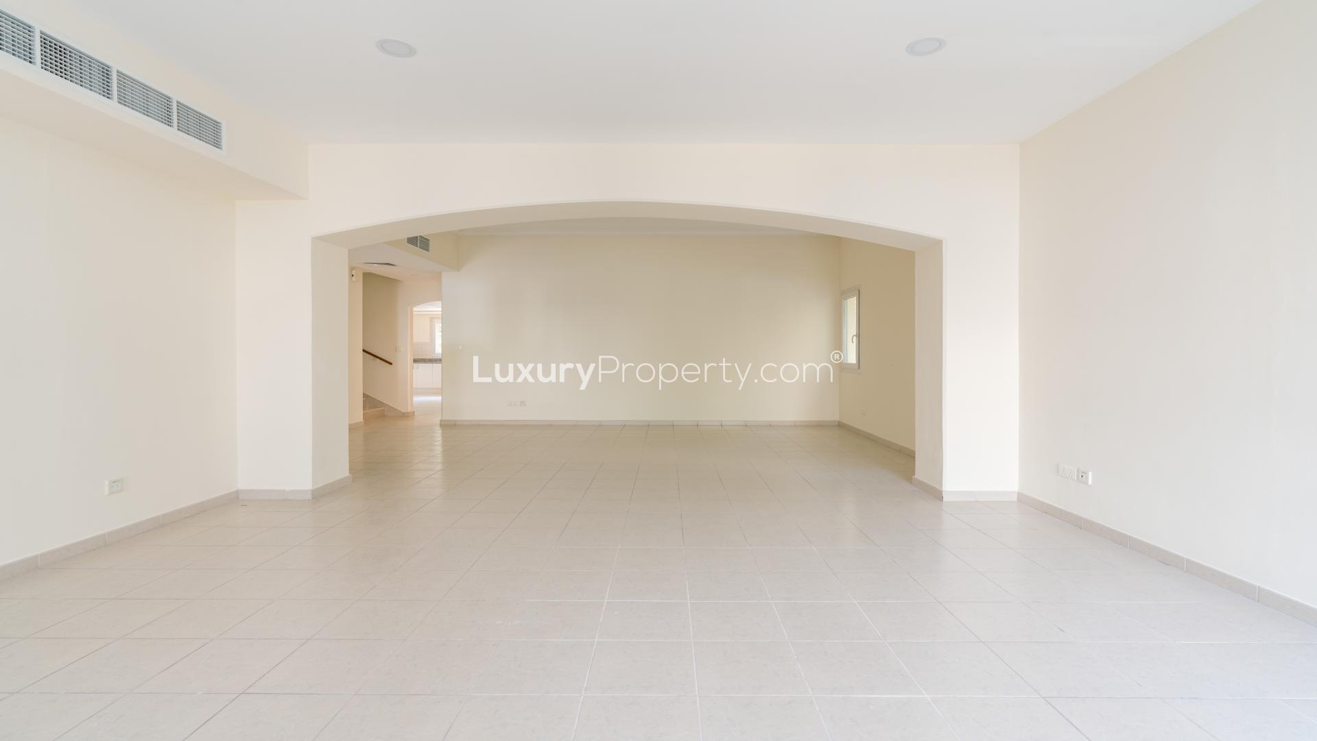 Spacious villa terrace with lush green views in Meadows, available for rent