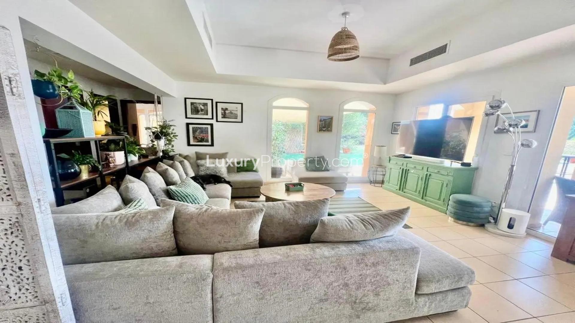 Modern kitchen with white cabinets in Arabian Ranches Palmera 3 villa for rent