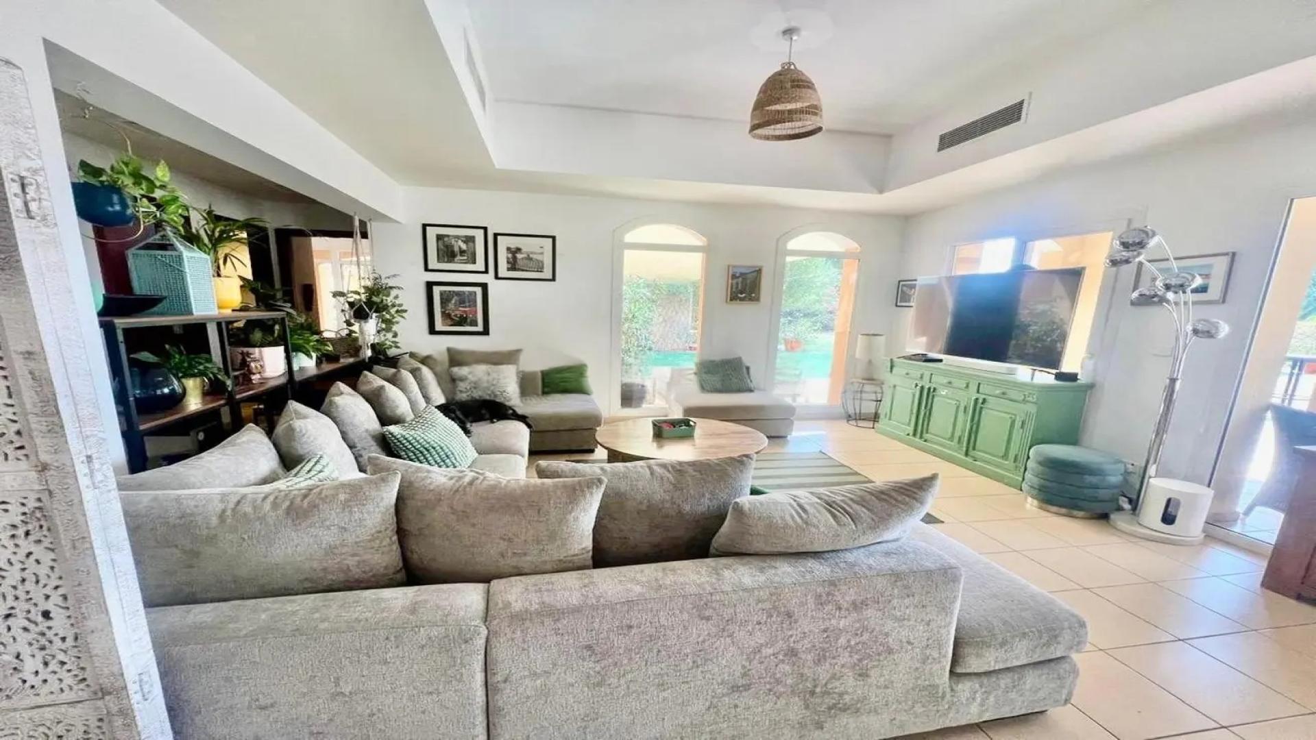 Modern kitchen with white cabinets in Arabian Ranches Palmera 3 villa for rent