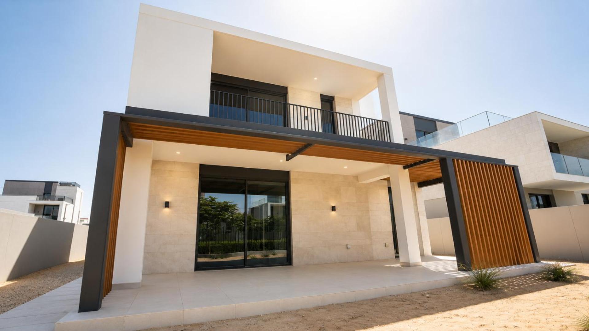 Modern 4-bedroom villa exterior in Elie Saab, Arabian Ranches 3, available for rent