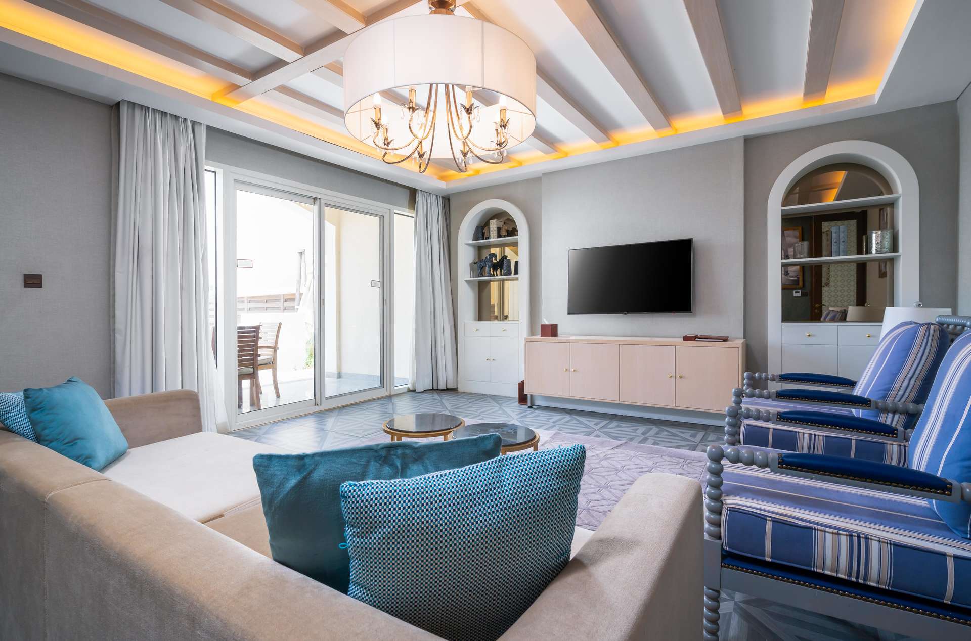 Luxurious master bedroom in furnished 4-bedroom villa, Al Habtoor Polo Resort, Dubai Land