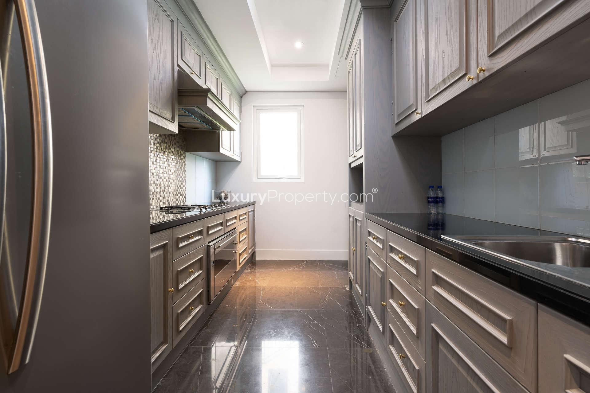 Luxurious hallway with mirrored wardrobe in Al Habtoor Polo Club villa, Dubai Land