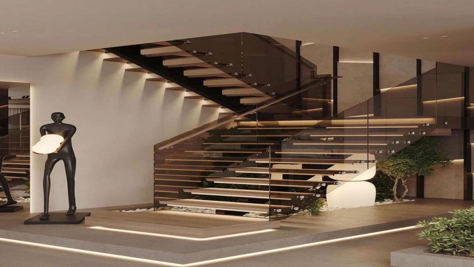 N/A,Modern staircase design in luxurious 5-bedroom villa, Jumeirah Islands, Islamic Clusters