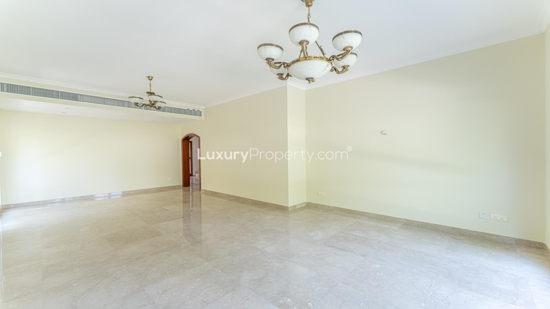 Lush garden view from exclusive 4-bedroom villa in Meadows 8 for rent