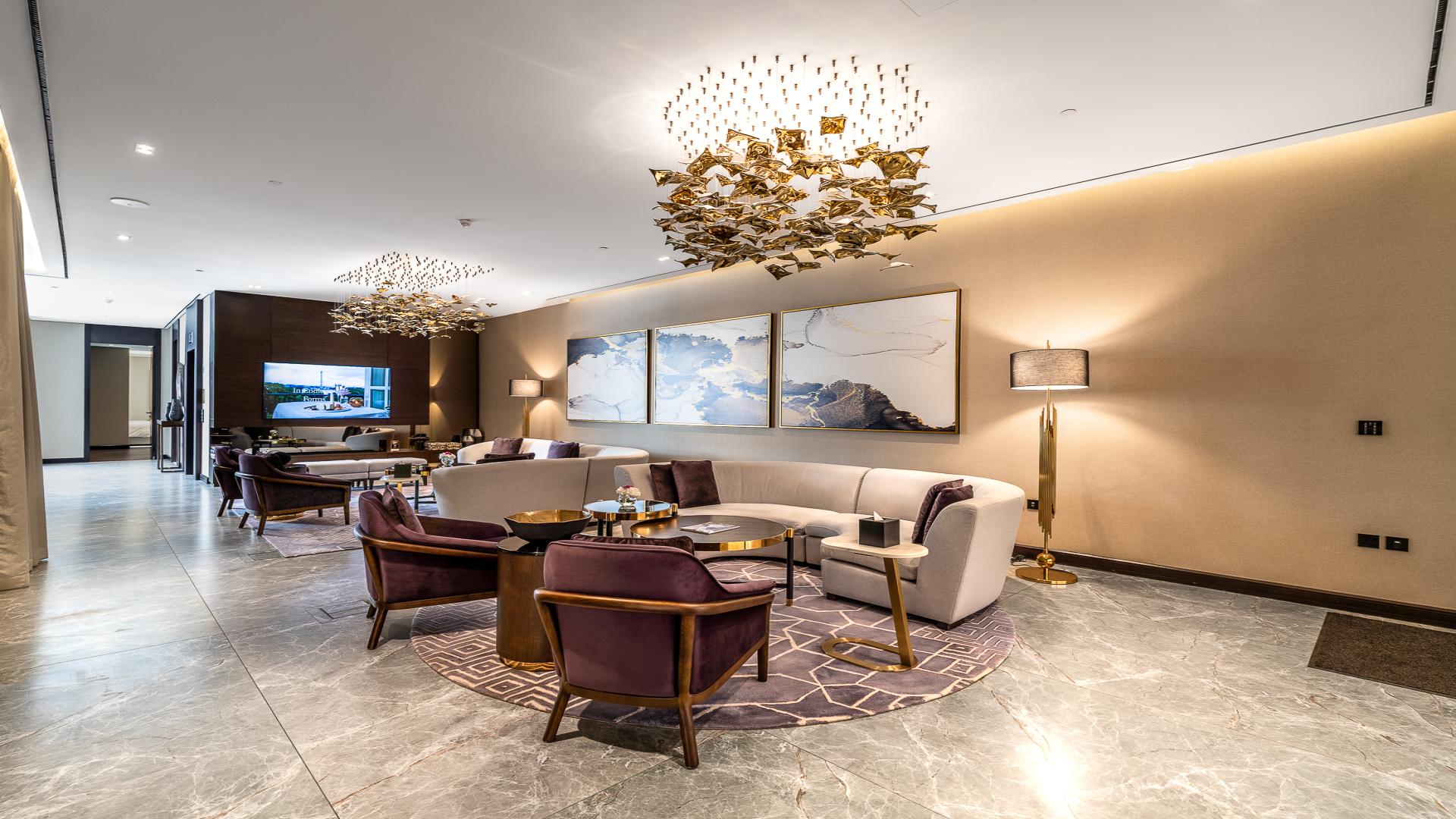 Luxurious living room in Al Barsha villa, featuring elegant decor and modern furnishings