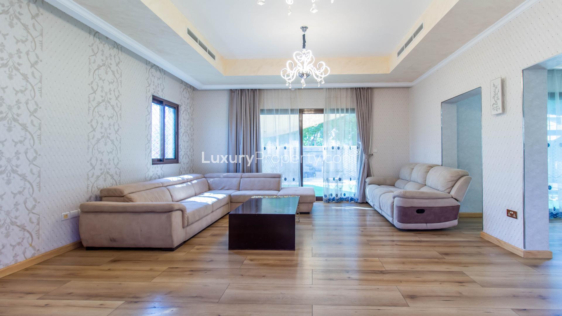 Luxurious living room in four-bedroom villa, Arabian Ranches 2, Lila community, for rent