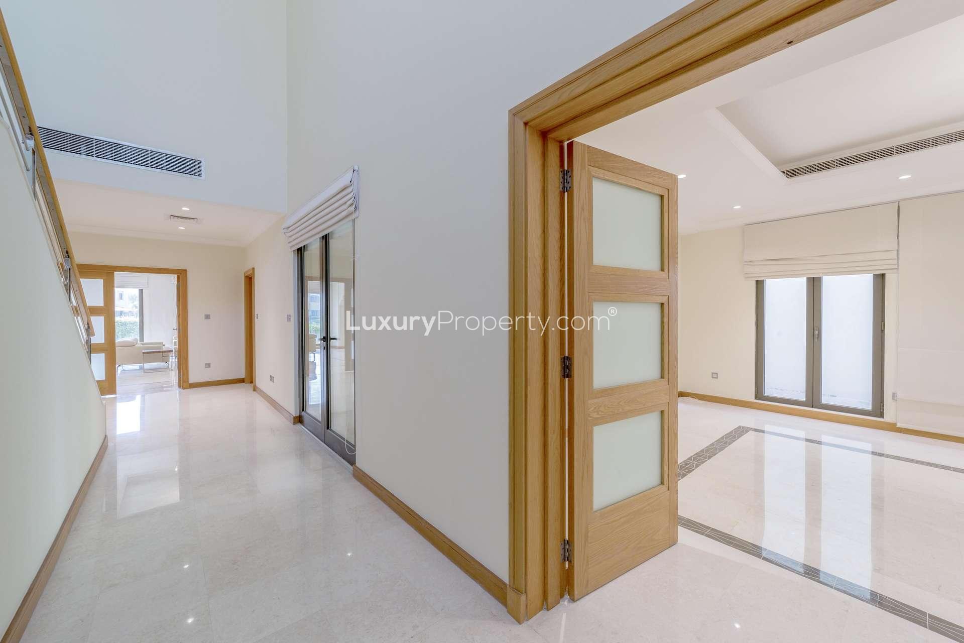 Atrium Entry Garden Home Villa interior with staircase, Palm Jumeirah, available for rent