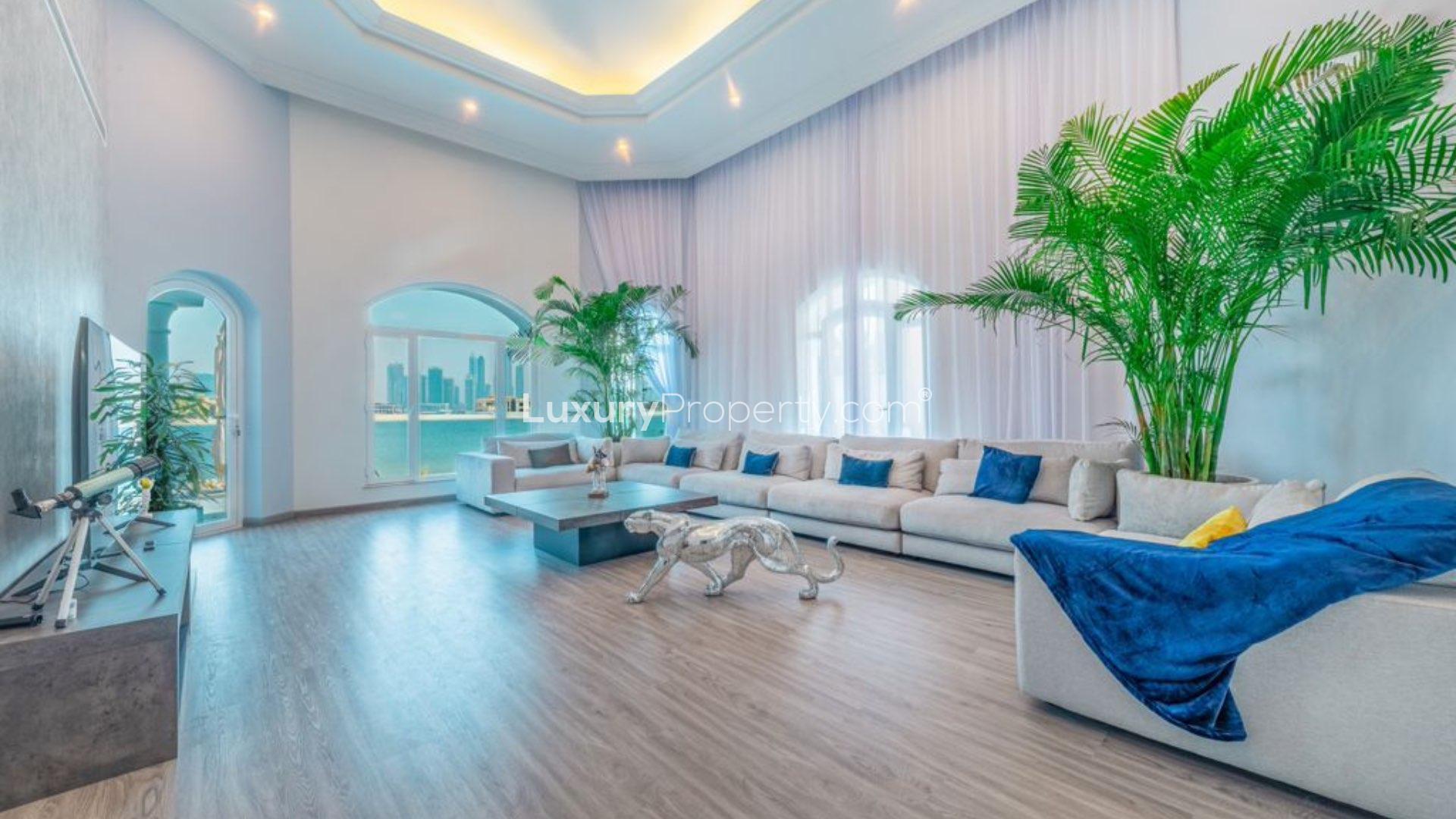 Beachfront villa with garden and marina views in Palm Jumeirah, available for rent