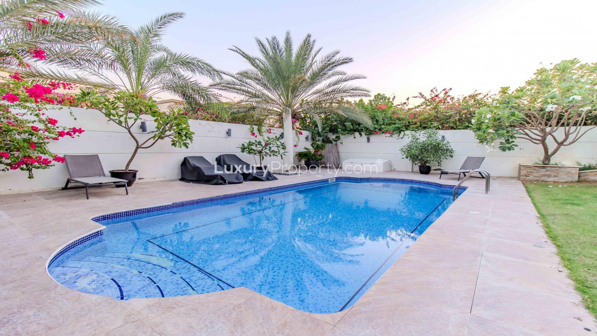 Upgraded 4-bed villa with private pool in Jumeirah Park, Legacy community. Rent