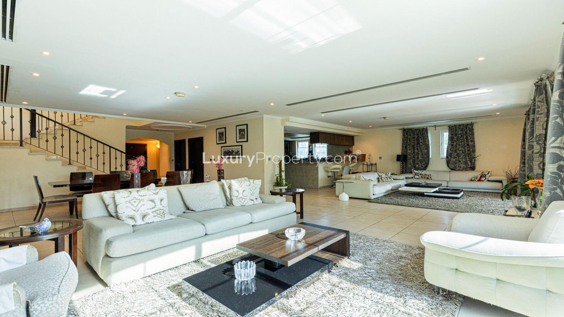 Corner villa with private pool in Jumeirah Park, Legacy community, lush garden view