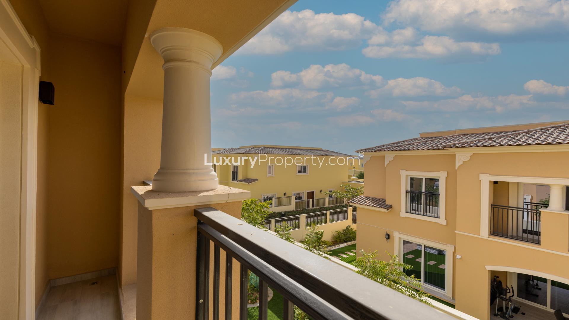 Exclusive 4-bedroom villa in Villanova, Dubai Land with landscaped garden and spacious driveway