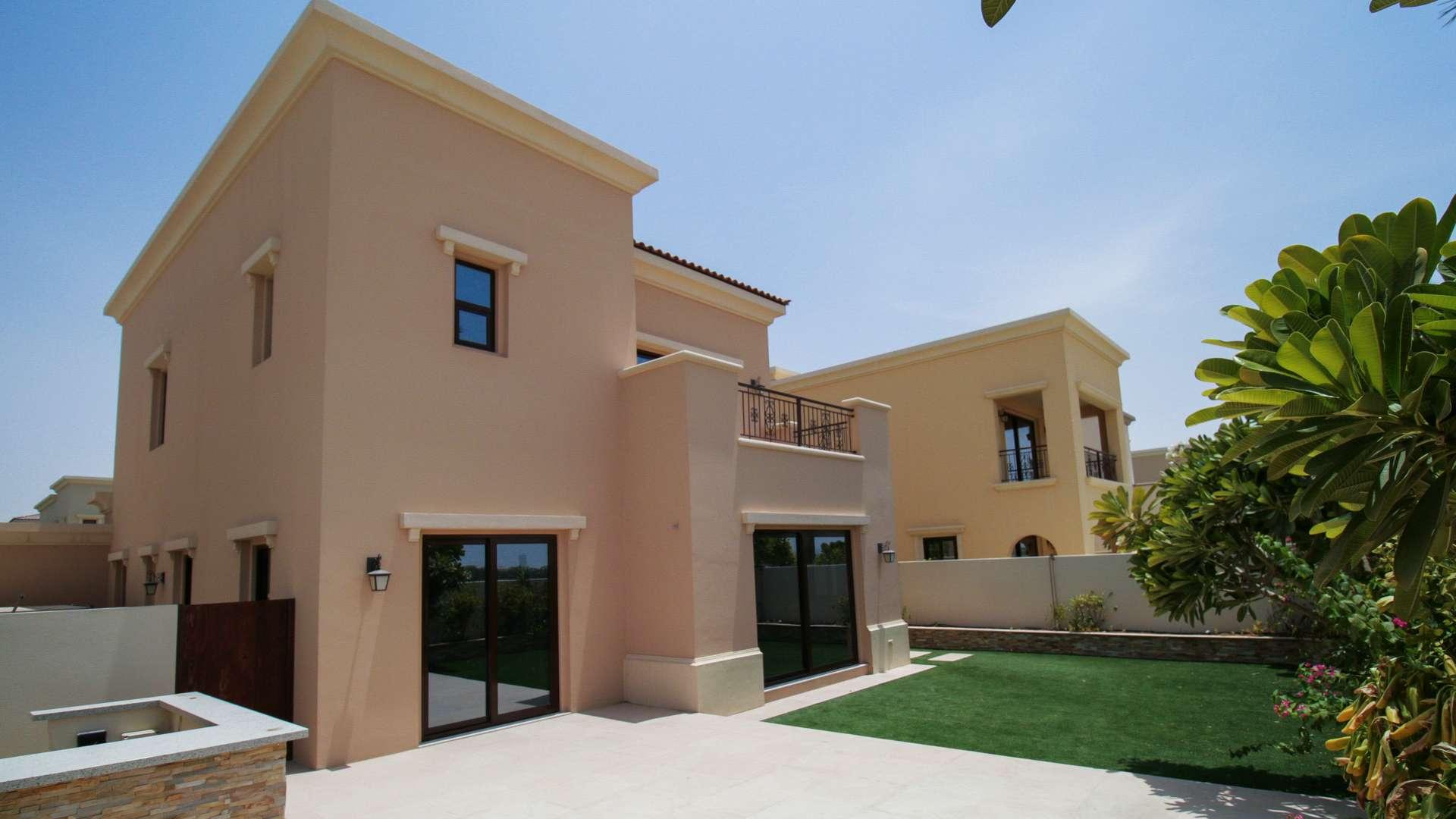 Spacious living room with large windows in Lila villa, Arabian Ranches 2 for rent