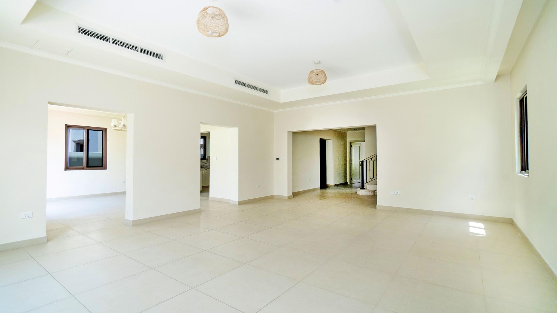 Spacious living room with garden view in 5-bedroom villa, Lila, Arabian Ranches 2