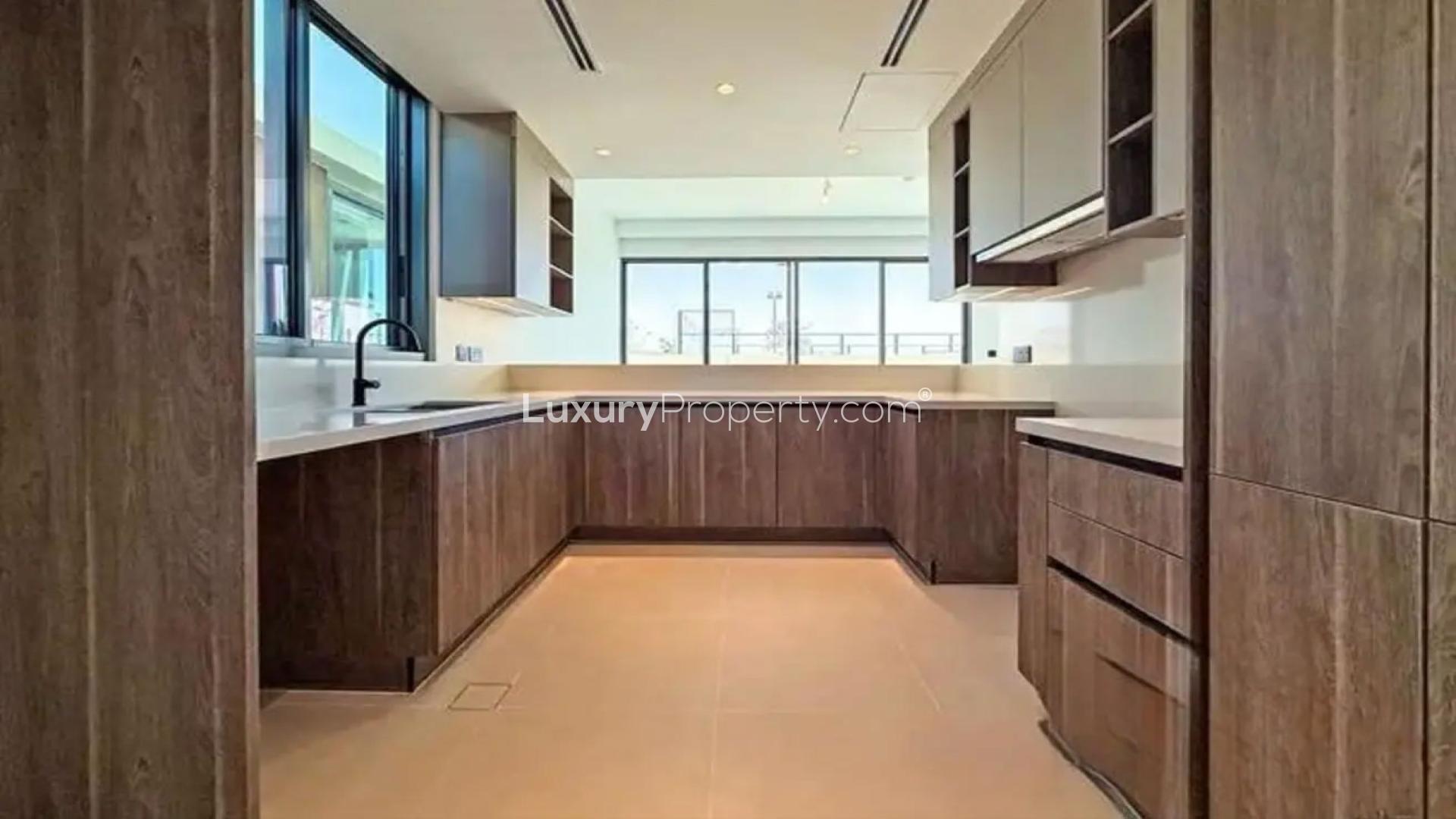 Modern kitchen in stylish single-row villa, Harmony 3, Tilal Al Ghaf