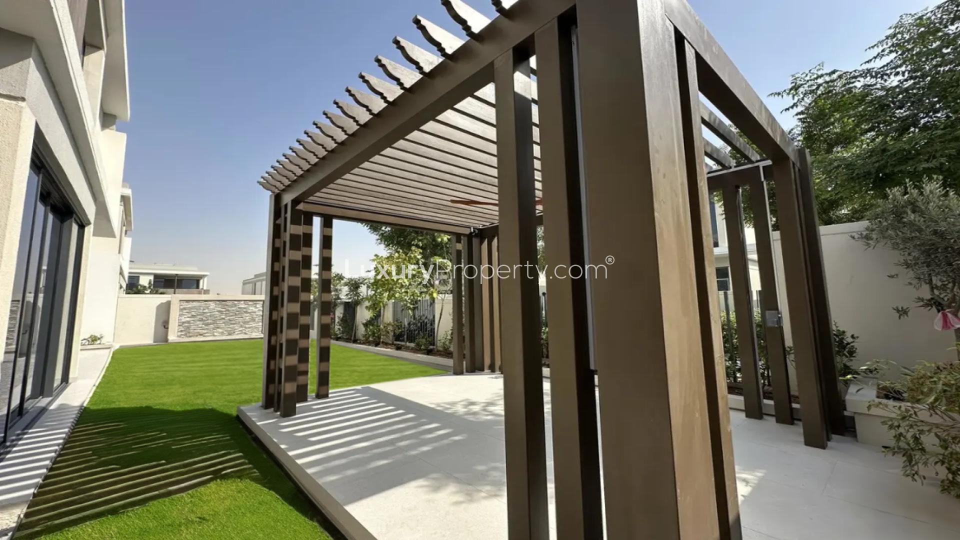 Upgraded 4-bedroom villa exterior in Harmony 3, Tilal Al Ghaf, for rent
