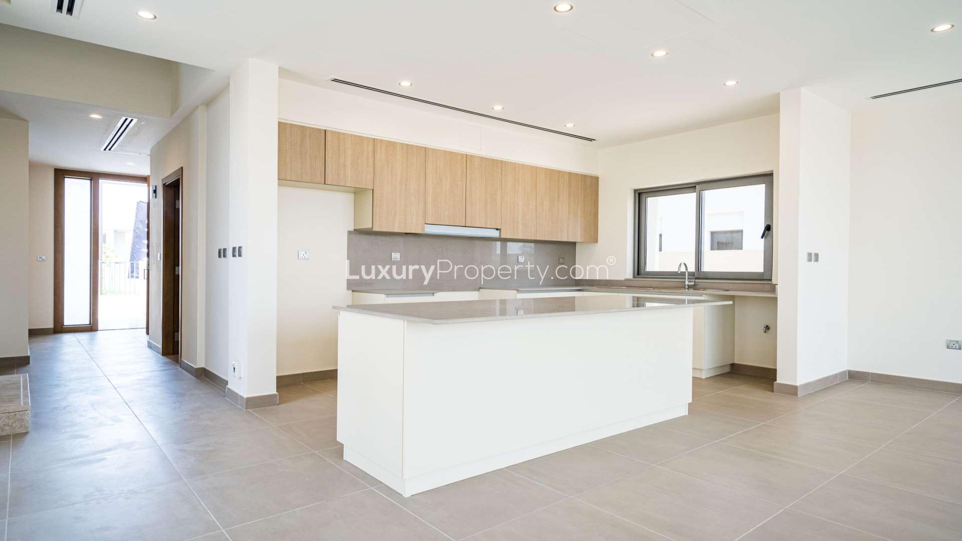 Beautiful villa exterior with lush garden in Sidra 2, Dubai Hills Estate for rent