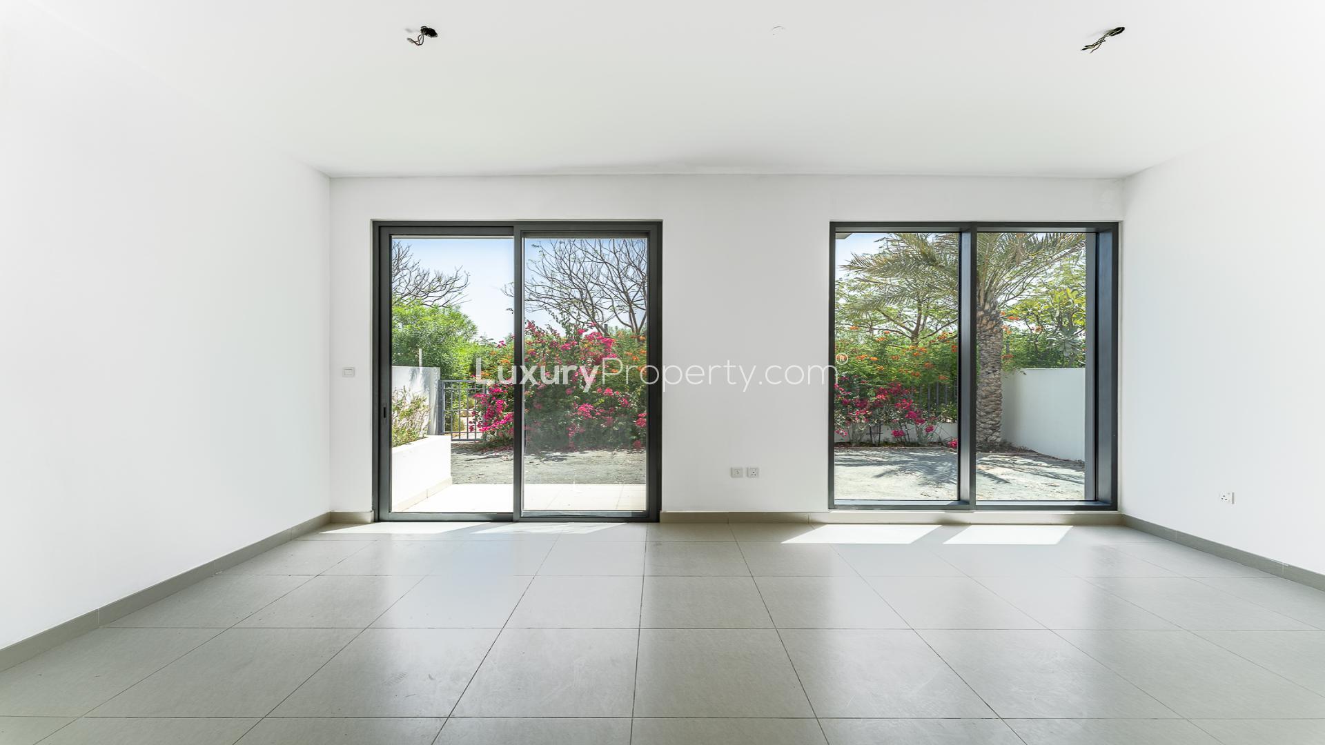 Exterior view of vacant 4-bedroom villa in Maple 3, Dubai Hills Estate for rent