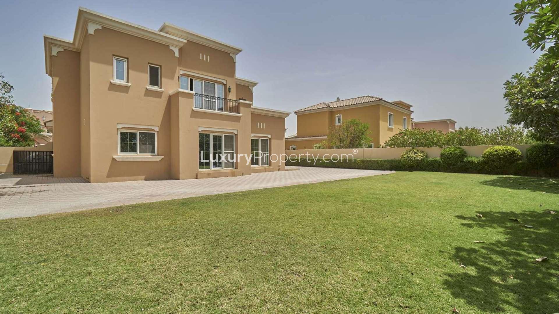 Interior view of bright room with large windows in Mirador La Coleccion villa, Arabian Ranches