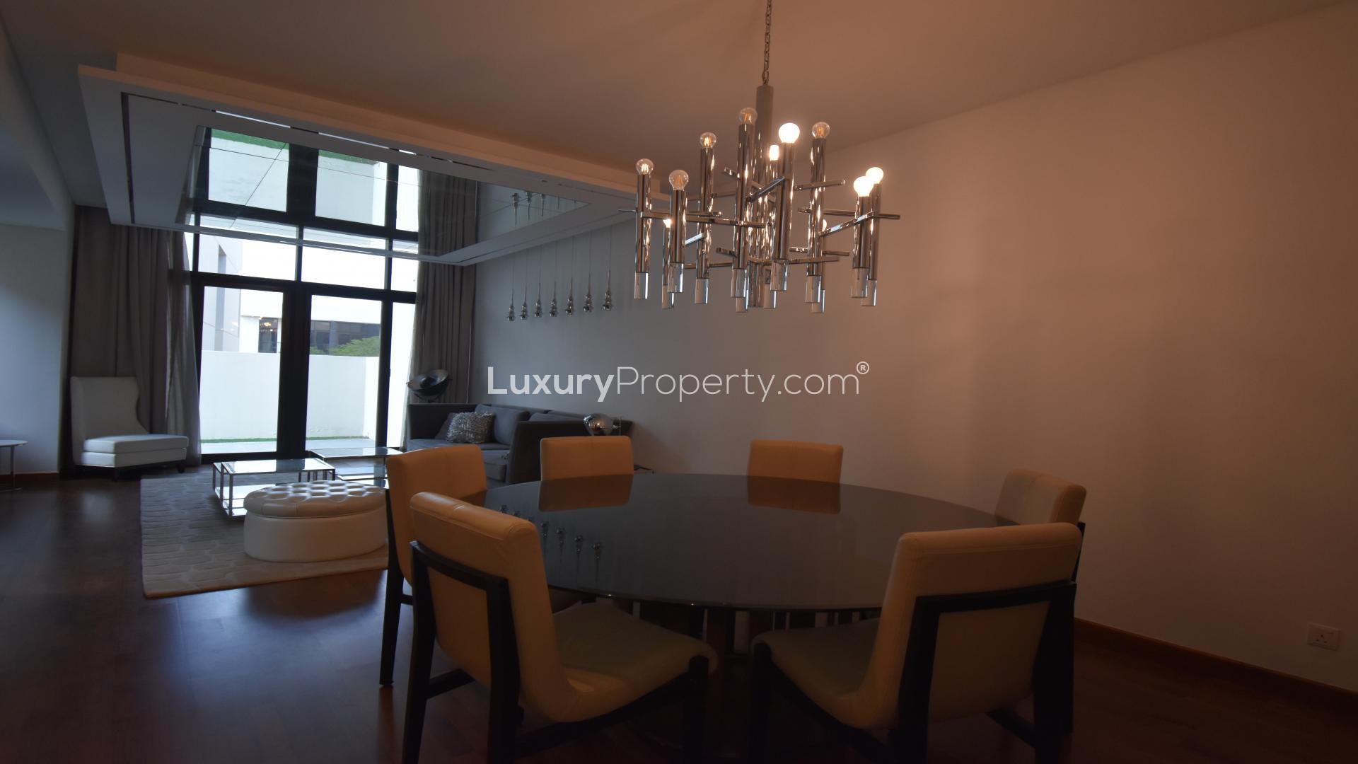 Modern kitchen interior in 2-bedroom villa, Damac Hills, Picadilly Green, available for rent