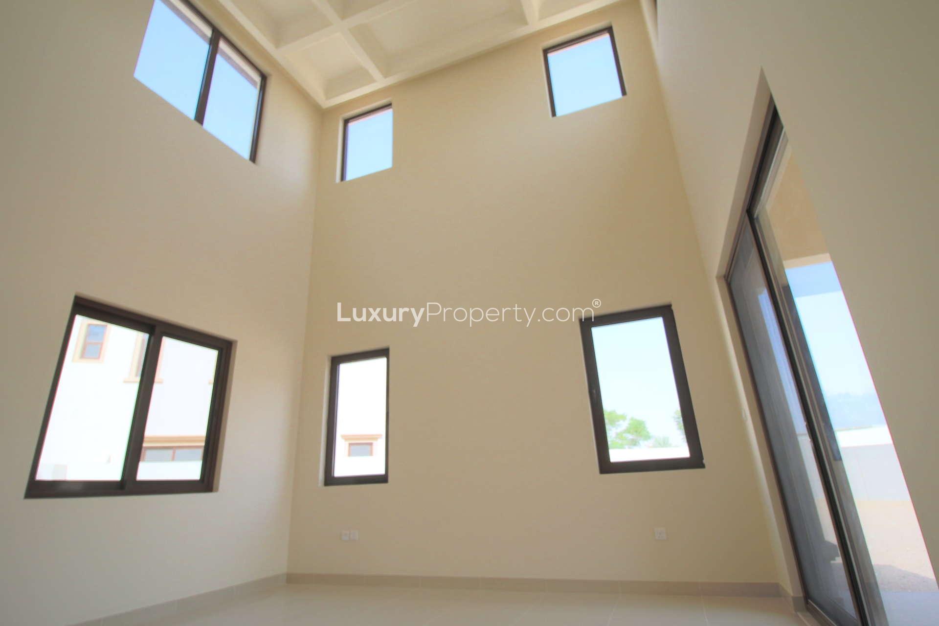 Spacious living room with high ceilings in Rosa villa, Arabian Ranches 2, Dubai
