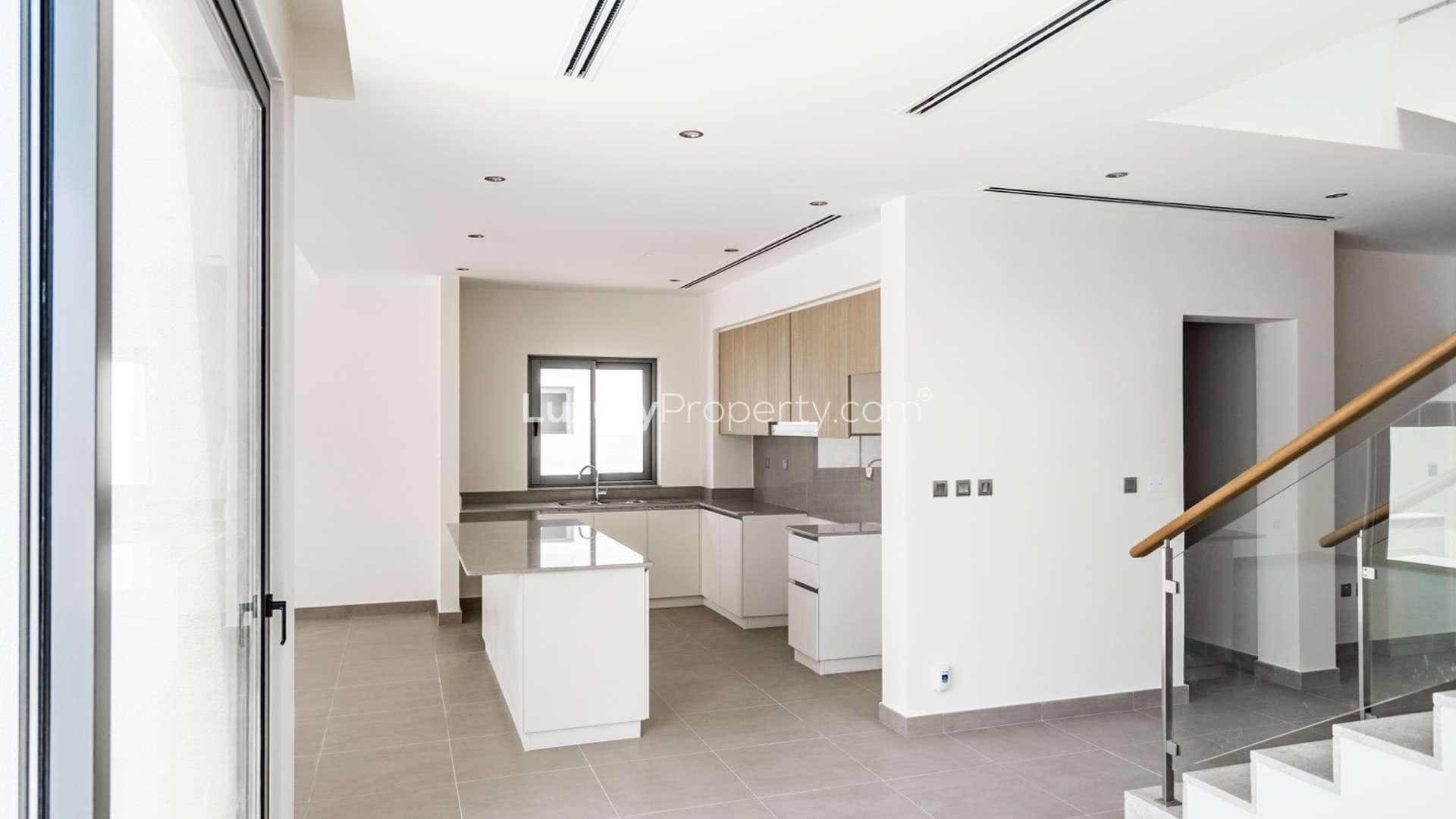 Modern kitchen and living area in Sidra Villa, Dubai Hills Estate