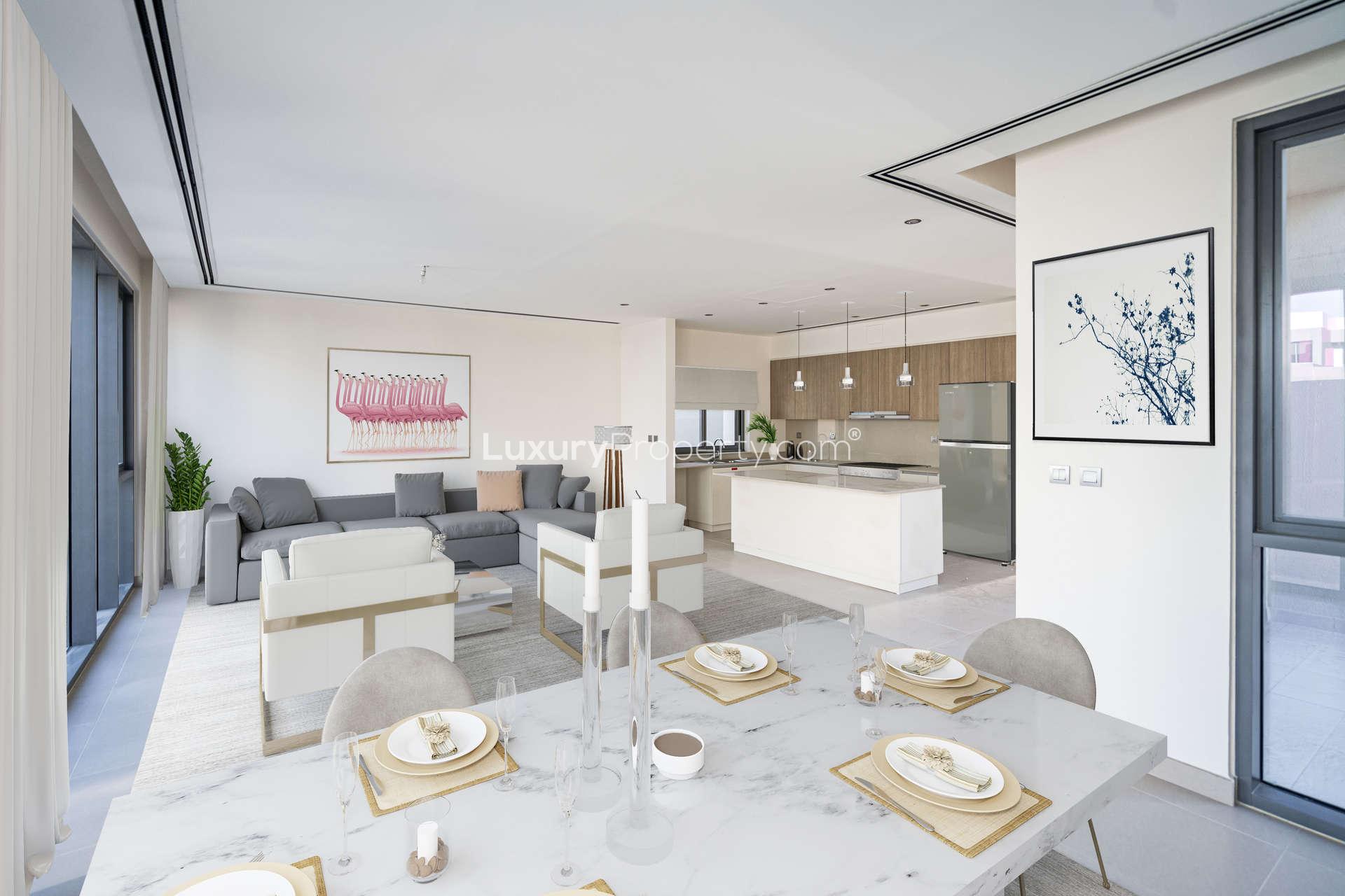 Bright hallway in 4-bedroom villa, Sidra, Dubai Hills Estate, with modern finishes and large window