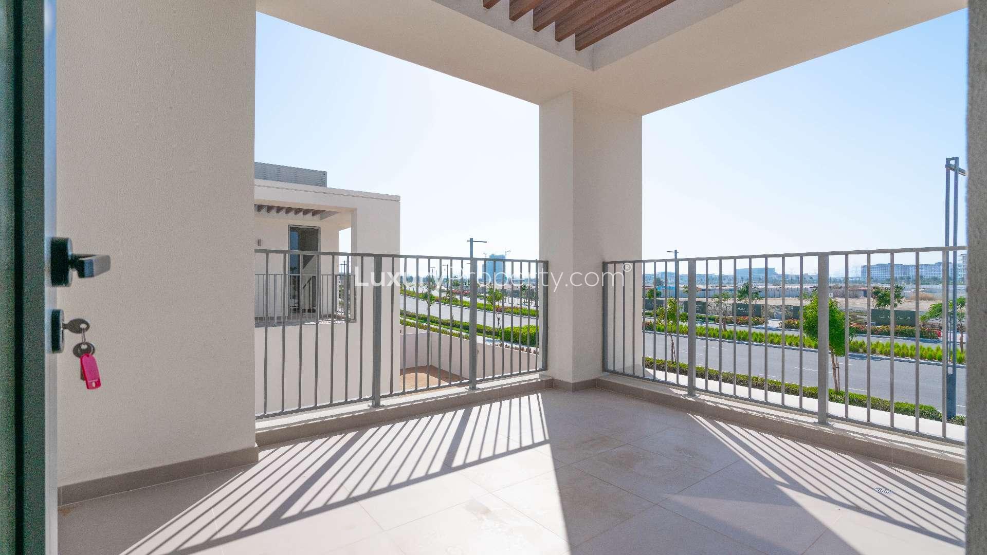 Modern open-plan living area in Sidra Villas, Dubai Hills Estate, with ample natural light