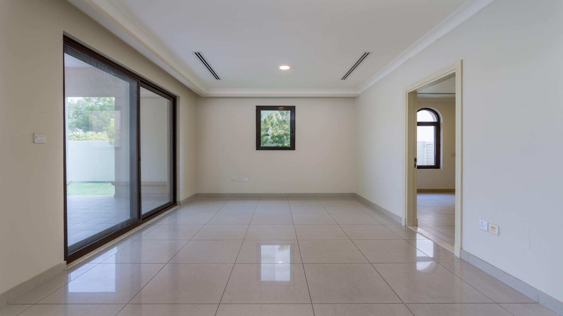 Contemporary living room in 4-bedroom villa, Rosa, Arabian Ranches 2, with large windows and tile flooring