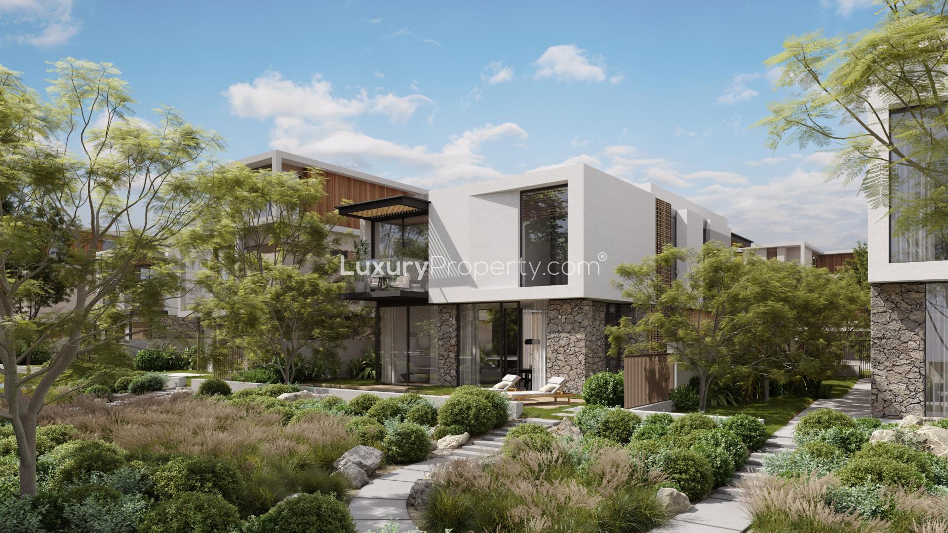 Contemporary villa interior with modern staircase in The Acres, Dubai Land