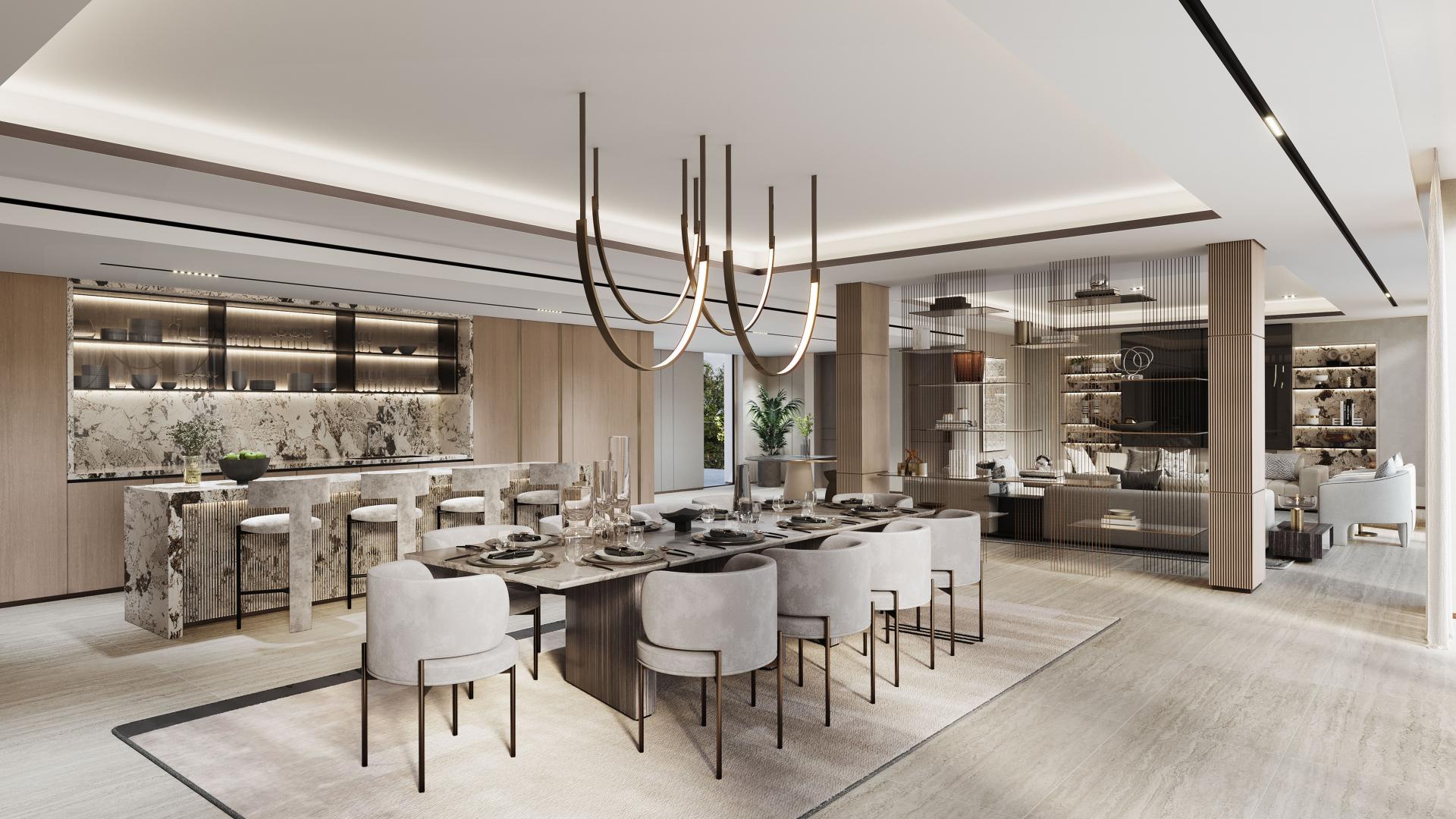 Luxurious waterfront villa exterior in LIV Waterside, Dubai Marina, for sale