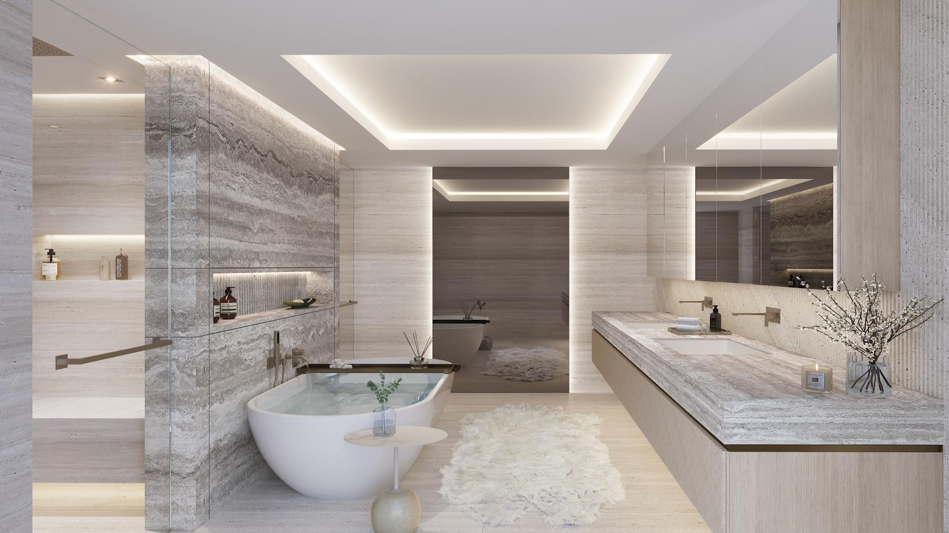 Luxurious bedroom with marina view in Dubai Marina villa, LIV Waterside