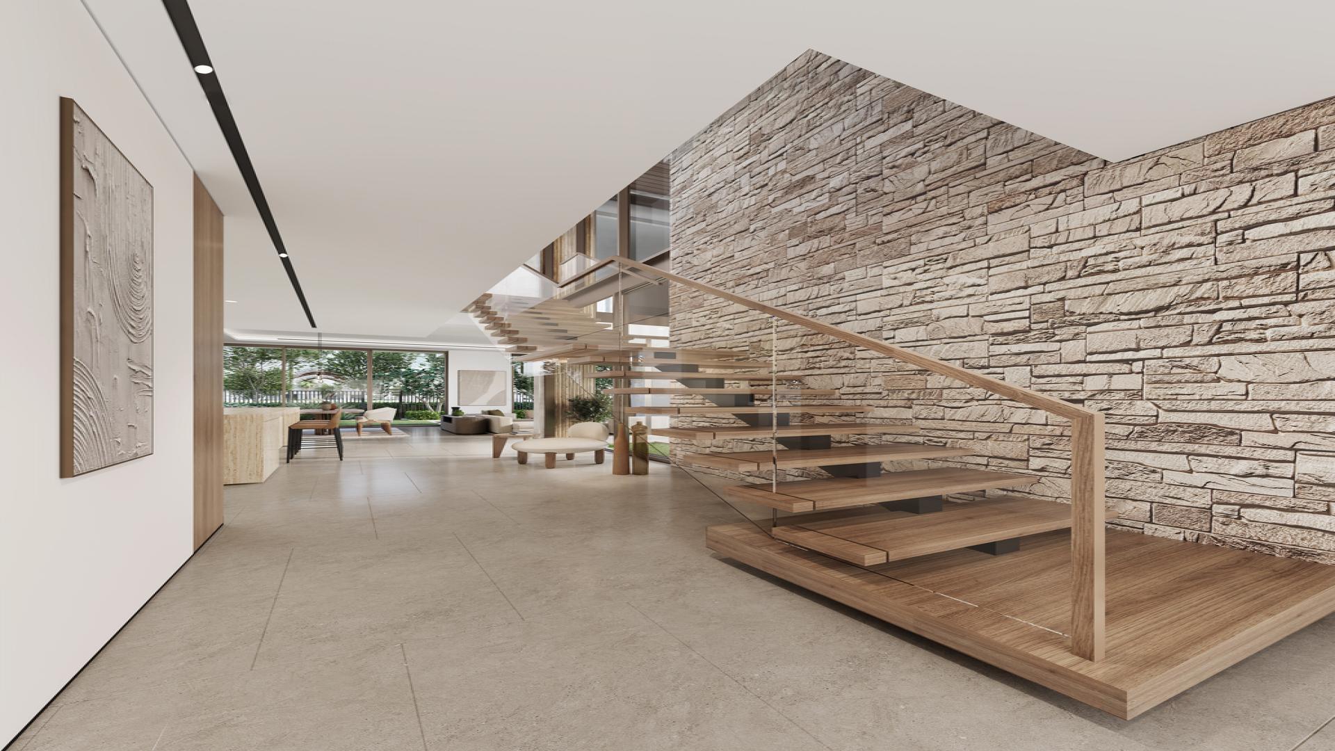 Splendid villa in The Acres, Dubai Land, with lush gardens and serene water views