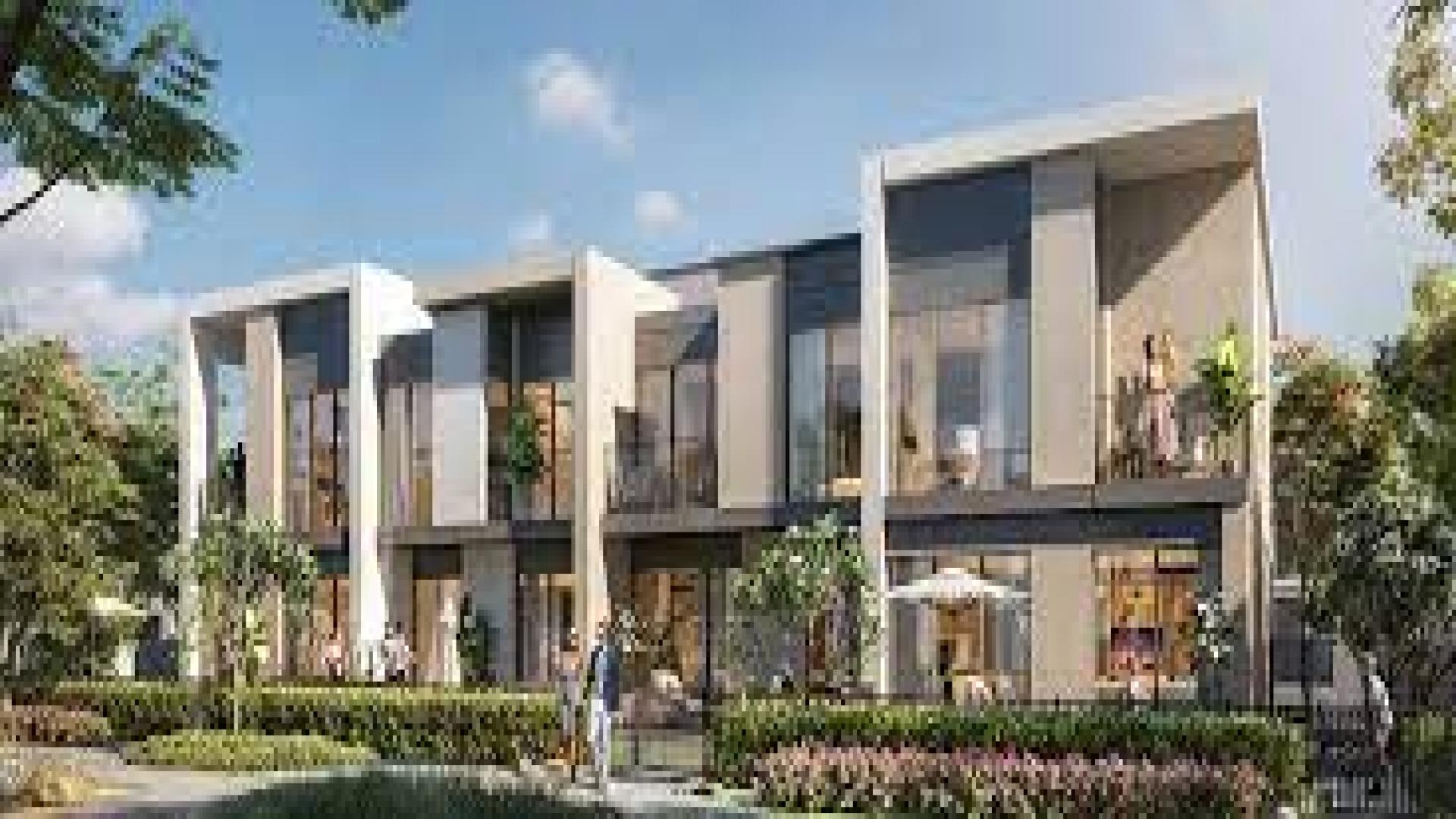 Modern open-plan kitchen and living area in Arabian Ranches 3 townhouse for sale