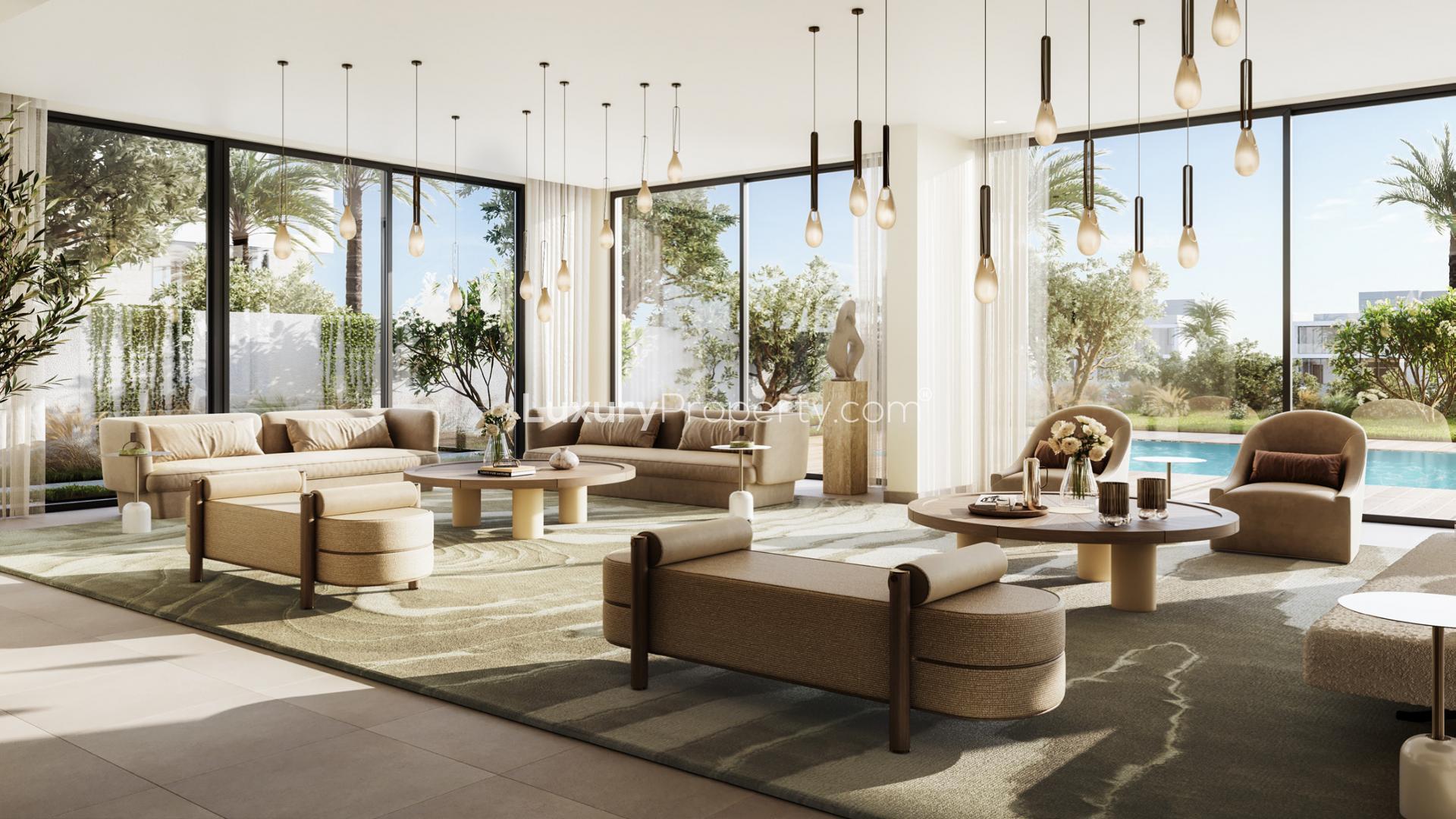 Contemporary 5-bedroom villa exterior in Farm Gardens 2, The Valley by Emaar, for sale