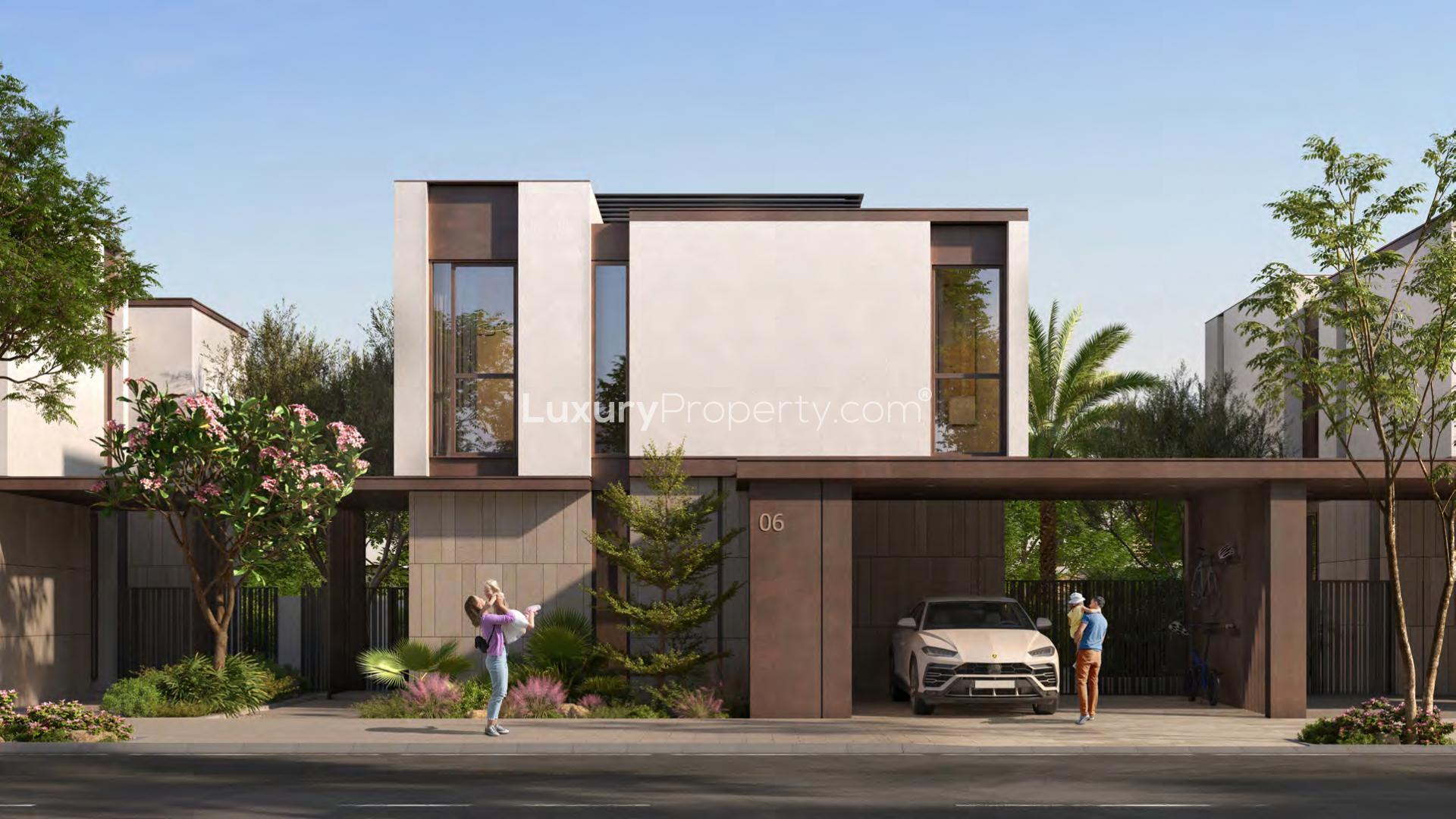 Elegant dining and kitchen area in 4-bedroom villa at Athlon, Dubai Land