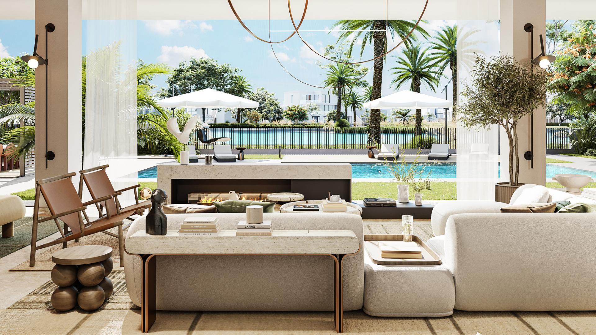 4-bedroom villa exterior at Palmiera 2, The Oasis, featuring modern architecture and lush landscaping