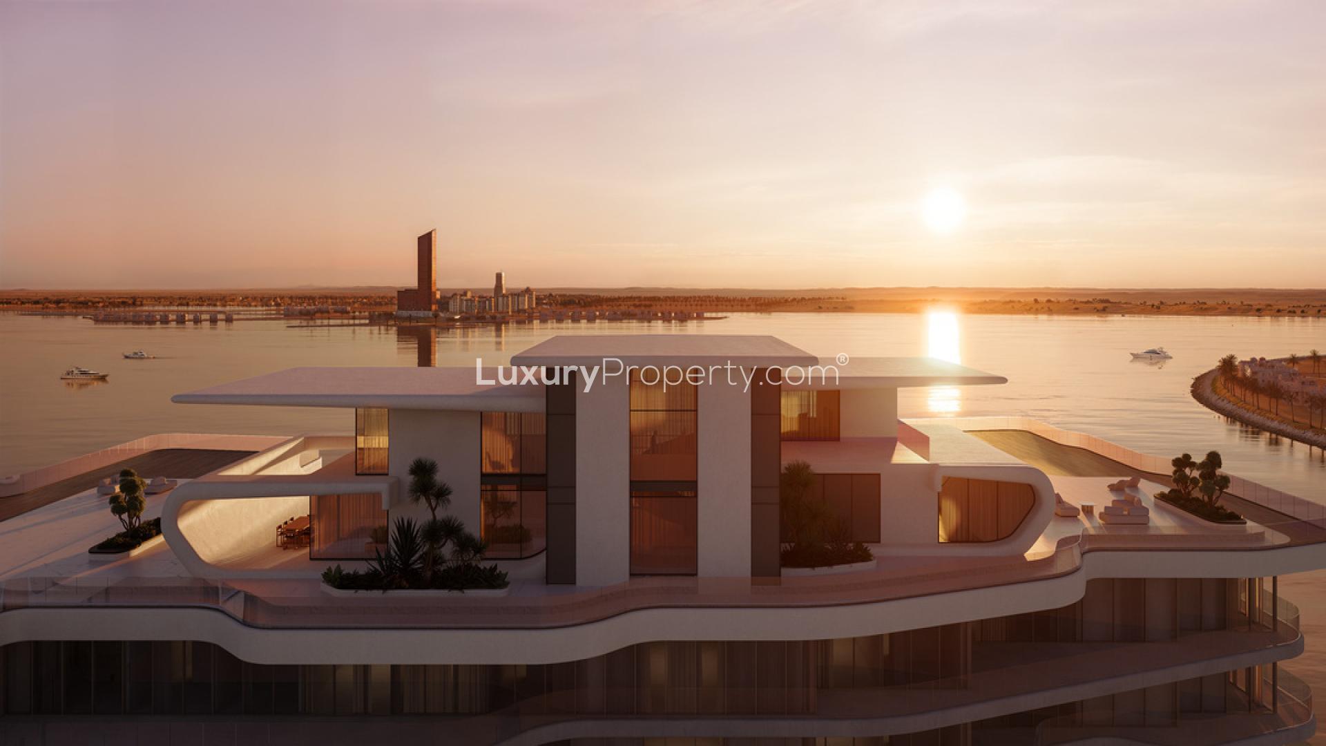 Luxury villa in the sky by Aston Martin, Al Marjan Island, sunset view