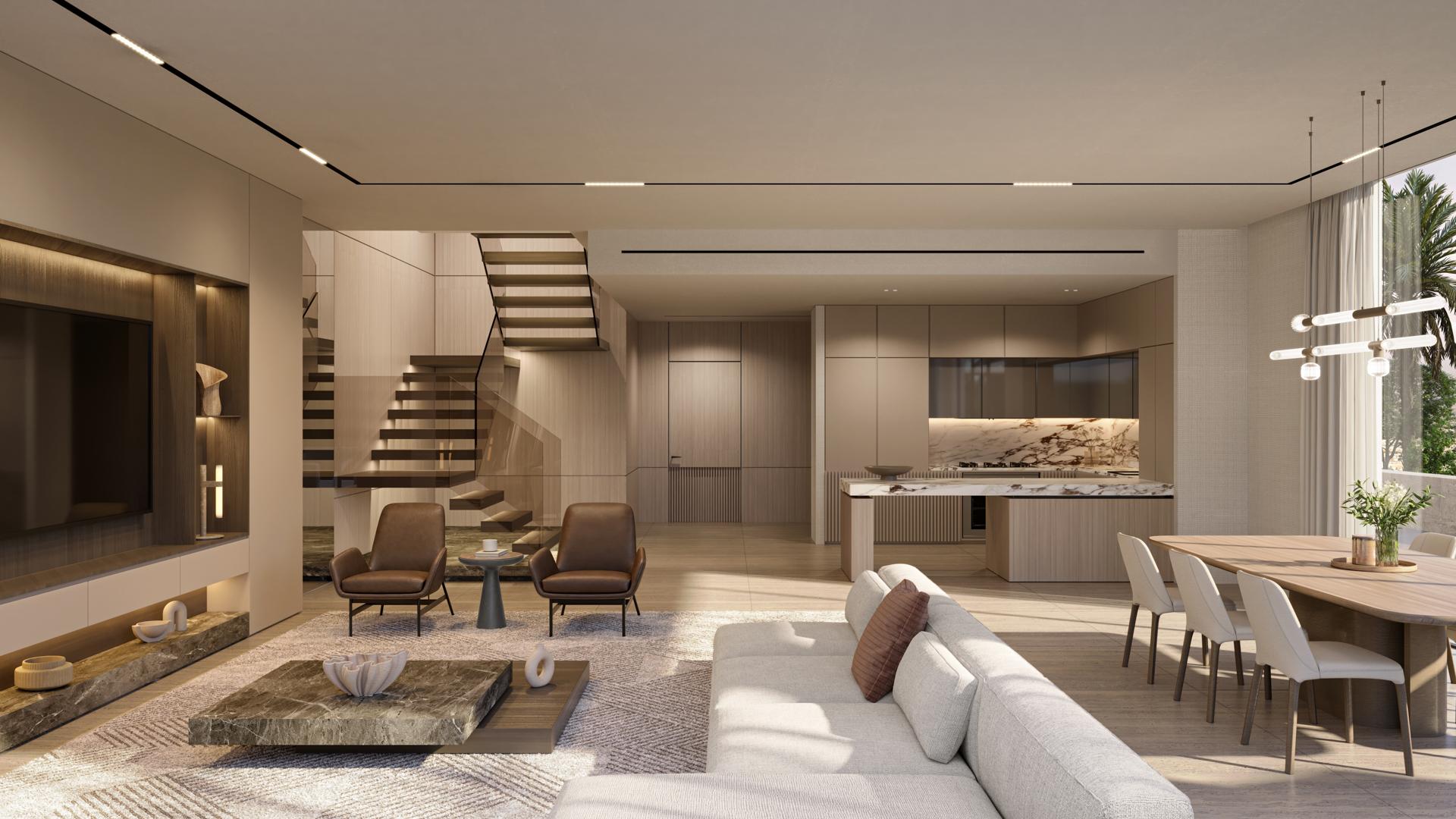 Modern luxury villa exterior at DG Villas, Jumeirah Golf Estates, featuring sleek architecture