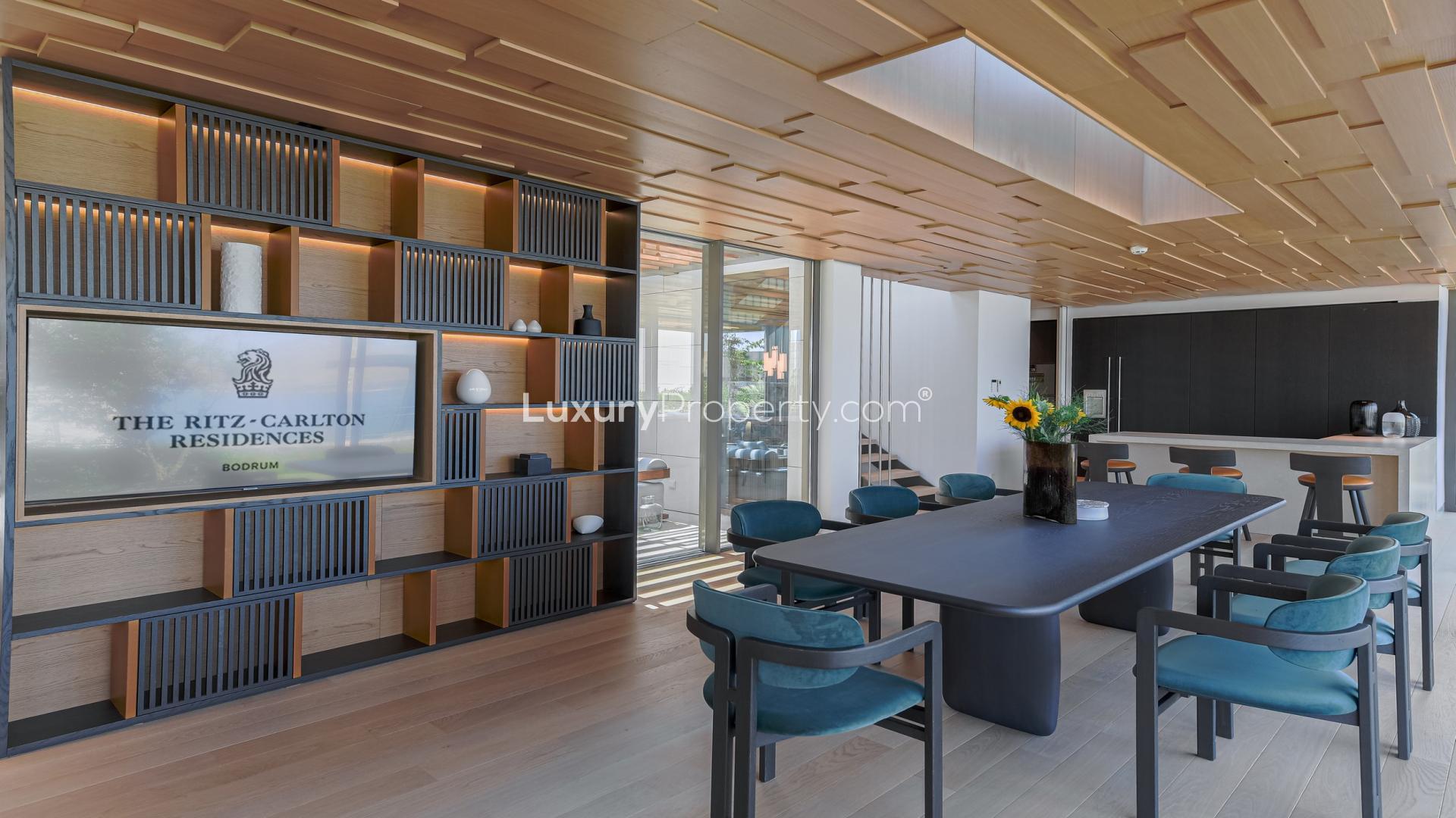 Courtyard Villa at Ritz-Carlton Bodrum, modern architecture, lush garden, outdoor seating area